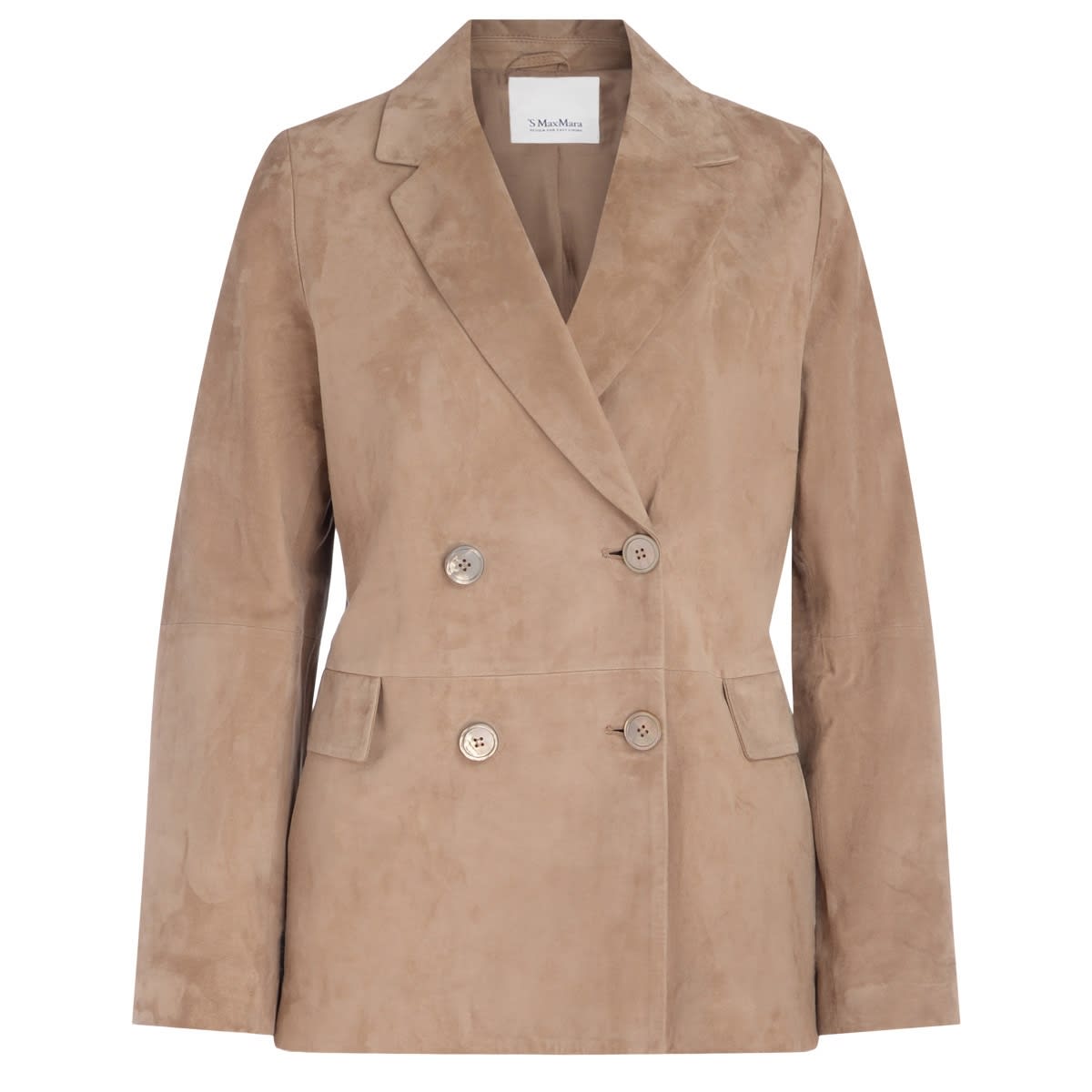 s Max Mara Double-breasted Jacket In Camel Color Suede