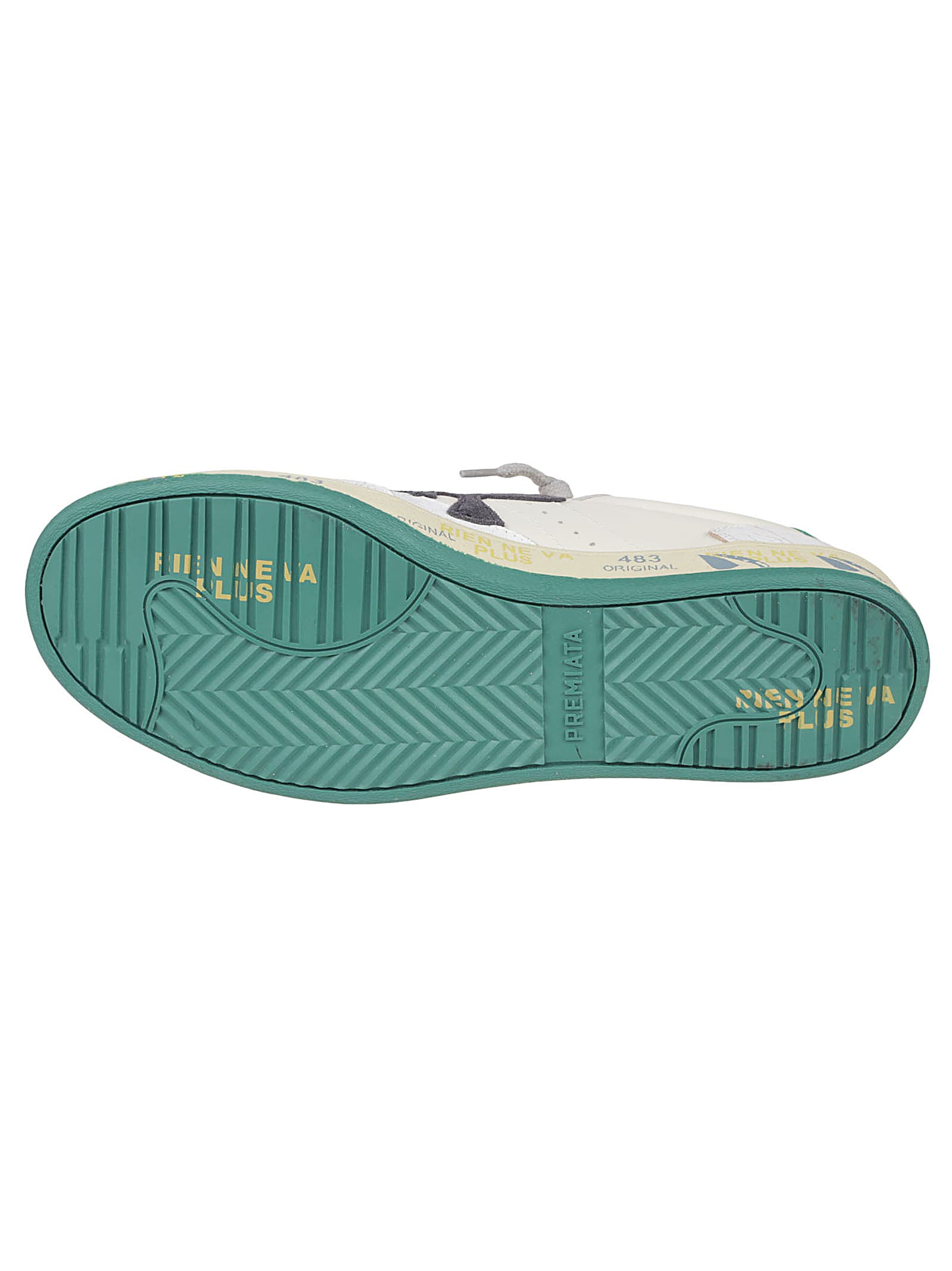 Shop Premiata Bsktclay Sneakers In Offwhite/green