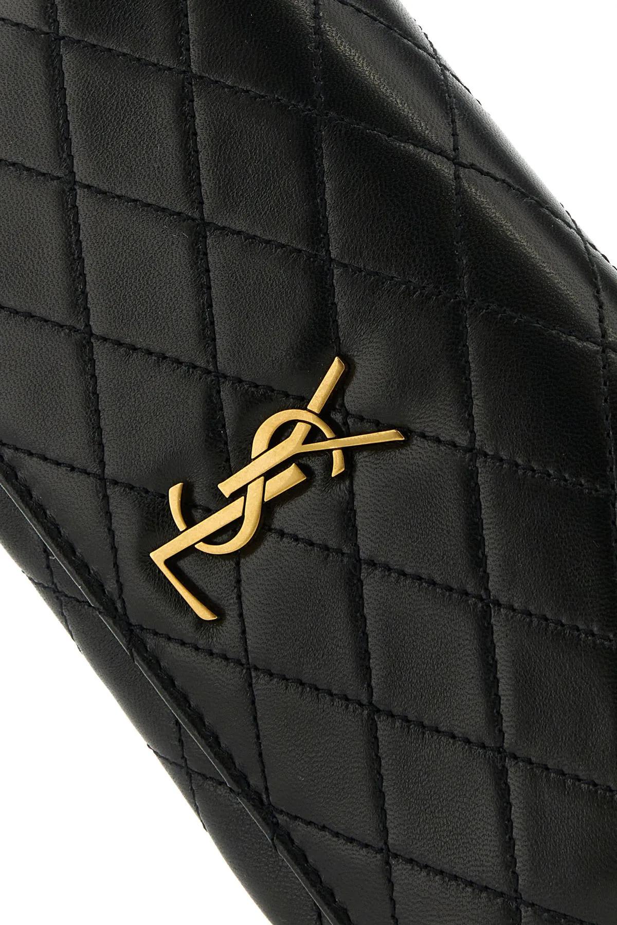 Shop Saint Laurent Black Nappa Leather Gaby Phone Case In Nero
