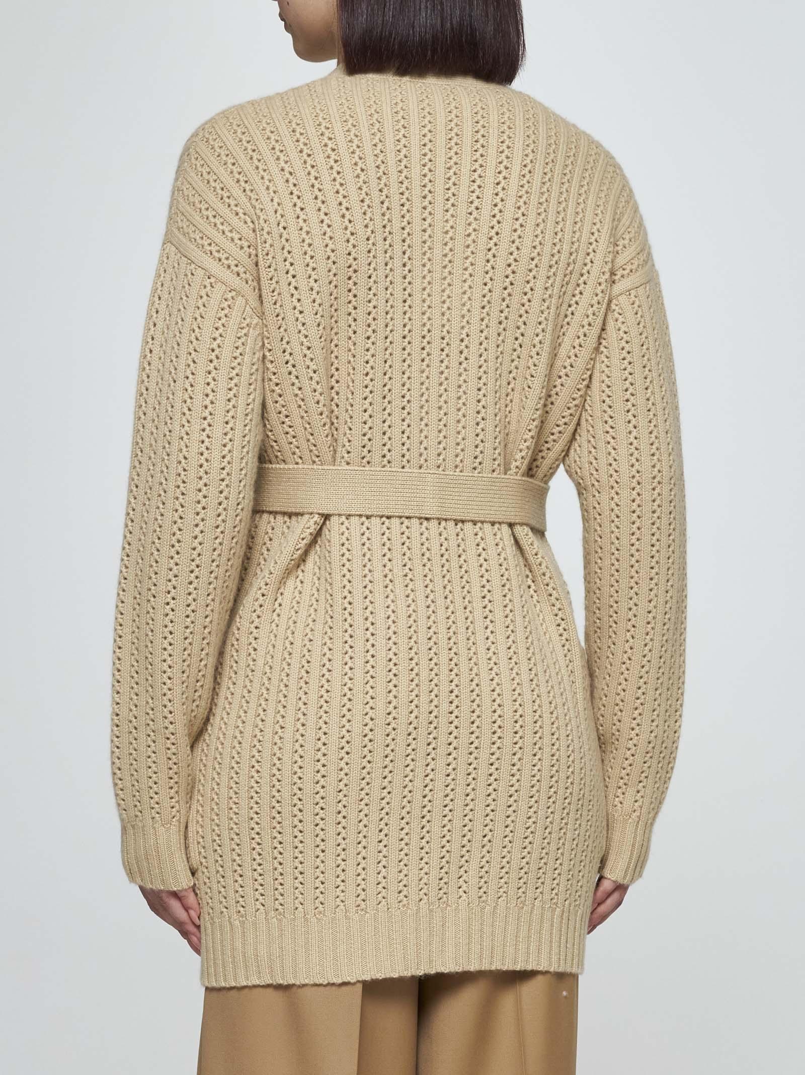 Shop Max Mara Balzac Crochet Wool And Cashmere Cardigan In Ecru