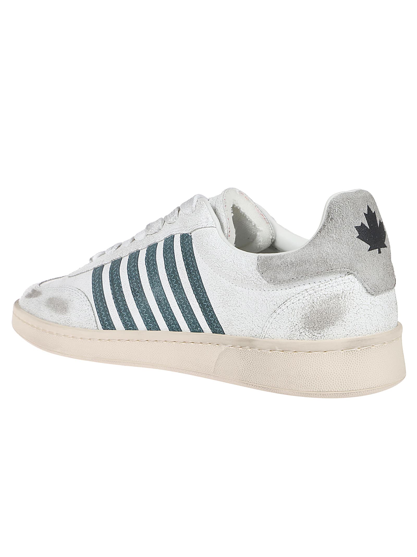 Shop Dsquared2 Boxer Lace-up Low Top Sneakers In Bianco/verde/grigio