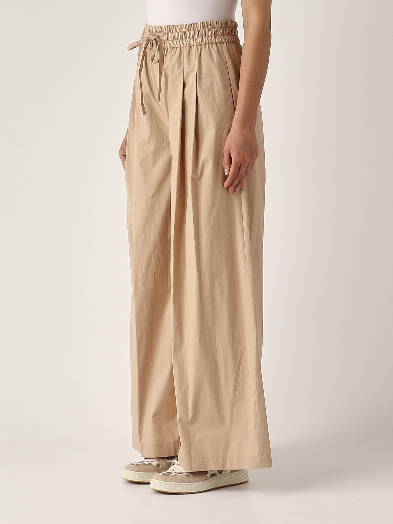 Twinset Cotton Trousers In Corda