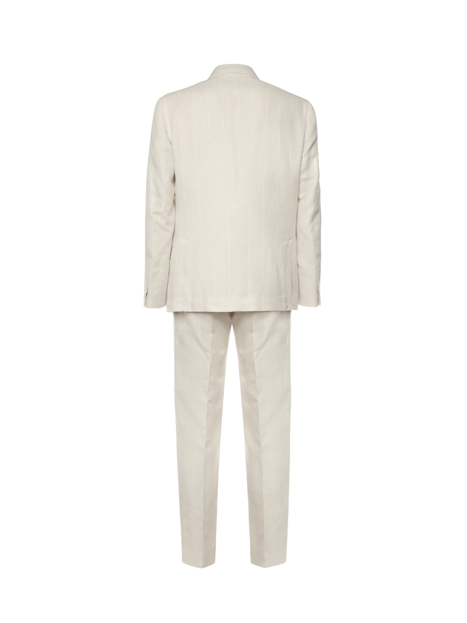 Eleventy Double-breasted Suit With Pleats In Neutral