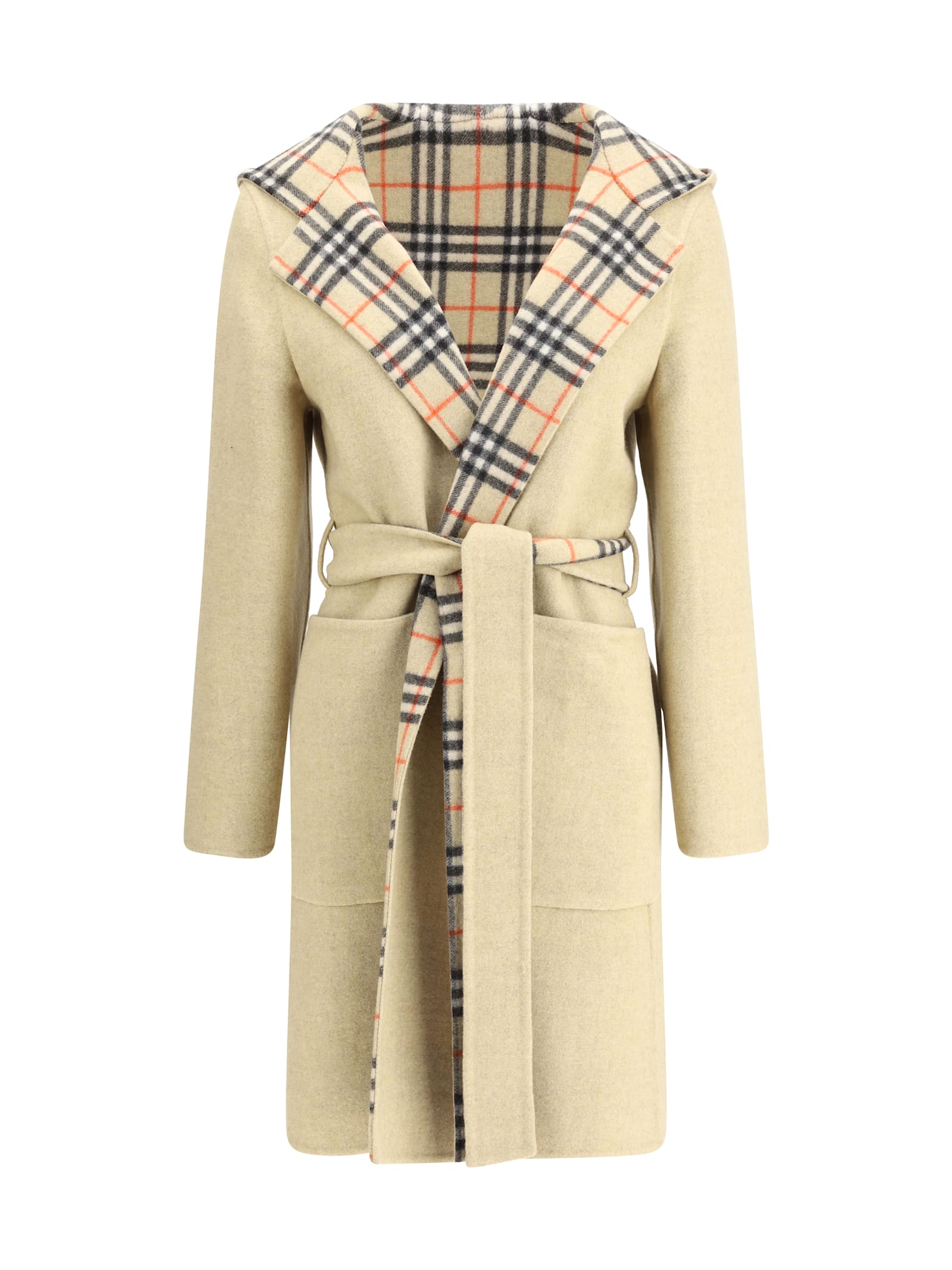 Burberry Reversible Wool Robe Coat In Neutral
