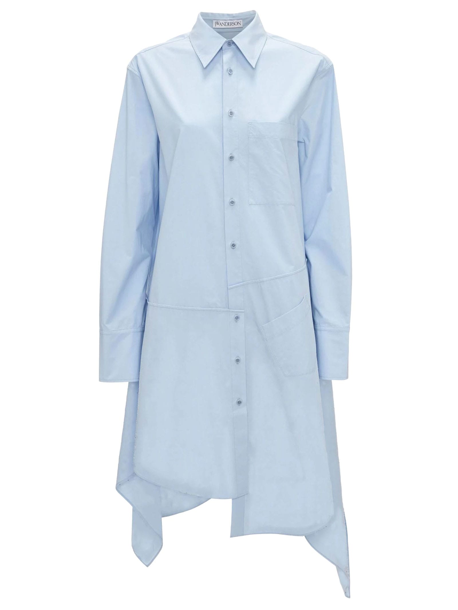 Shop Jw Anderson Crystal Hem Shirt Dress In Blue