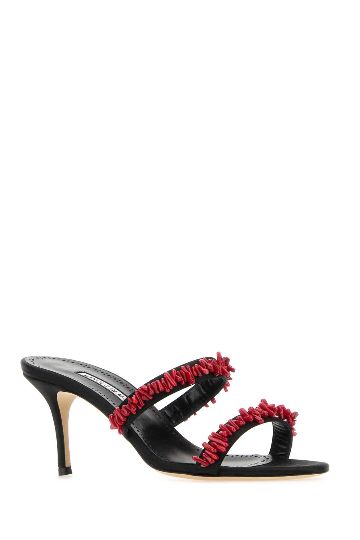 Shop Manolo Blahnik Black Satin Clorette Mules In Blckyoth