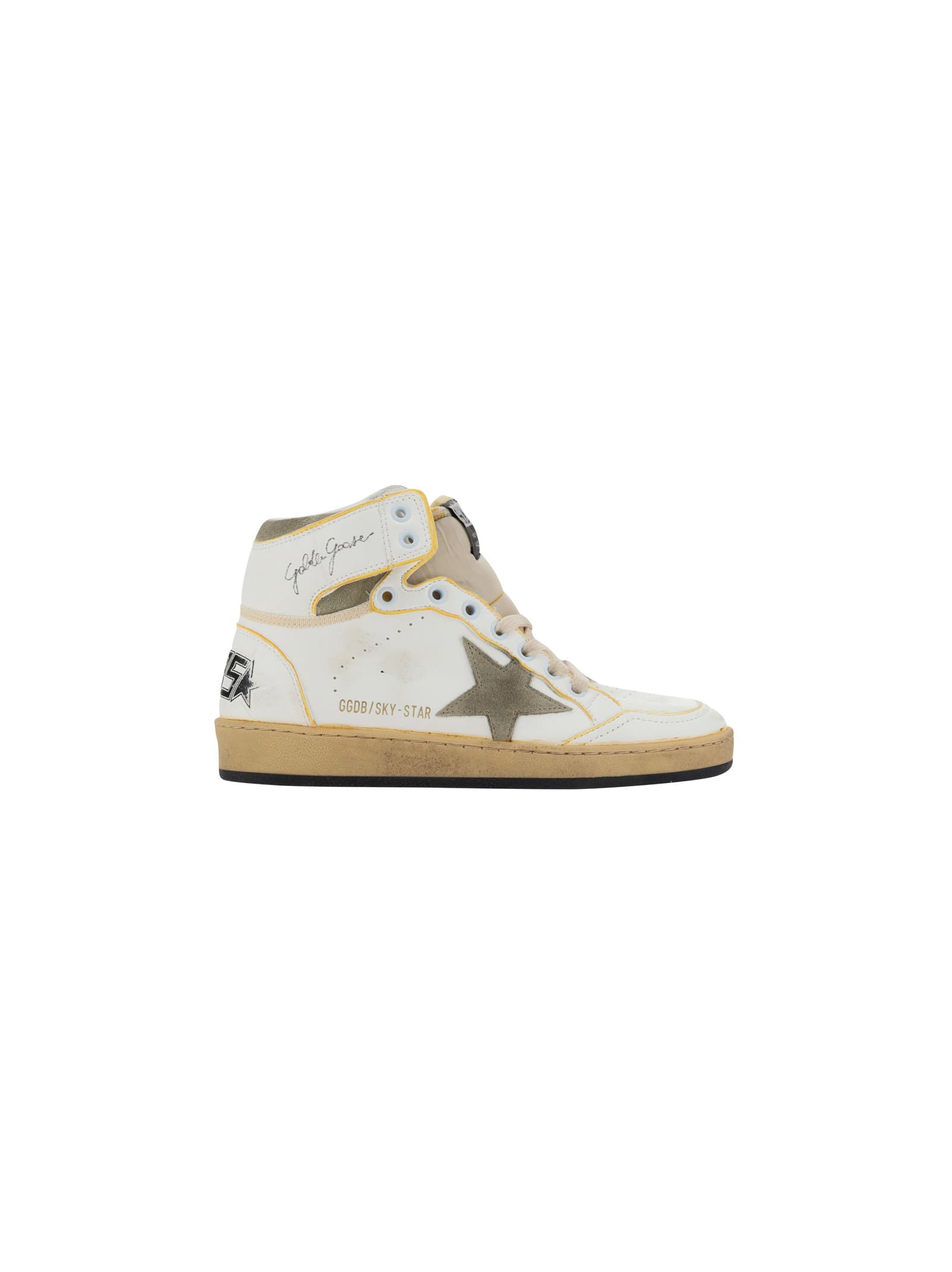 Shop Golden Goose Sky Star Sneakers In White/taupe