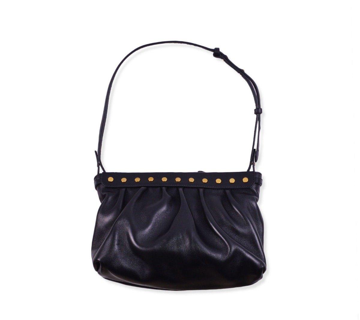 Shop Isabel Marant Logo Printed Medium Shoulder Bag In Nero/oro