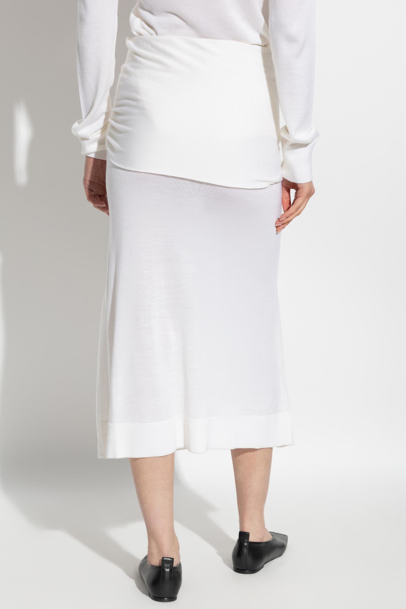 Shop Totême Toteme Draped Skirt In 059 Off White