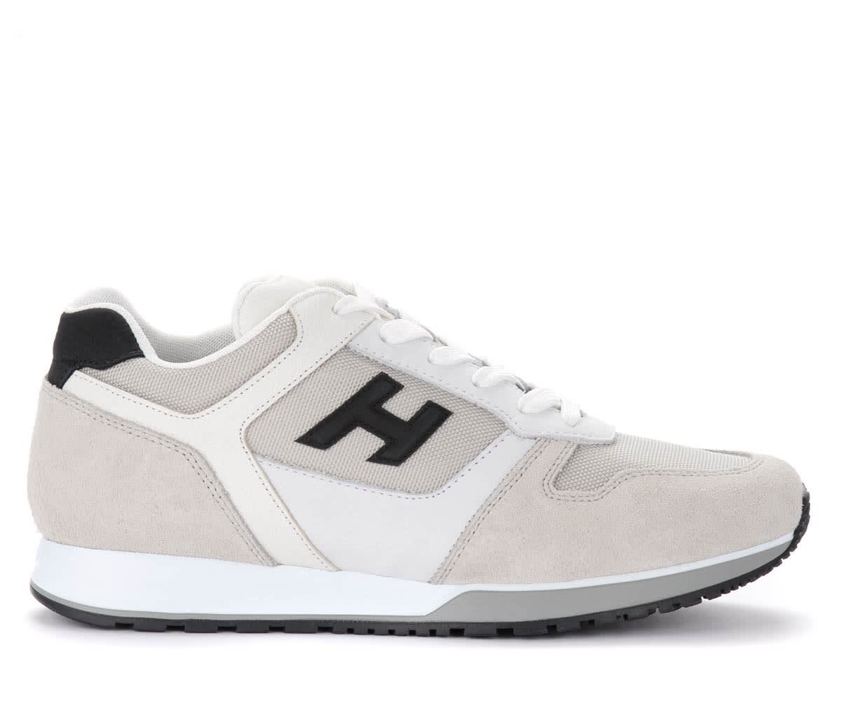 Hogan H321 Sneakers In Black And White Leather And Suede