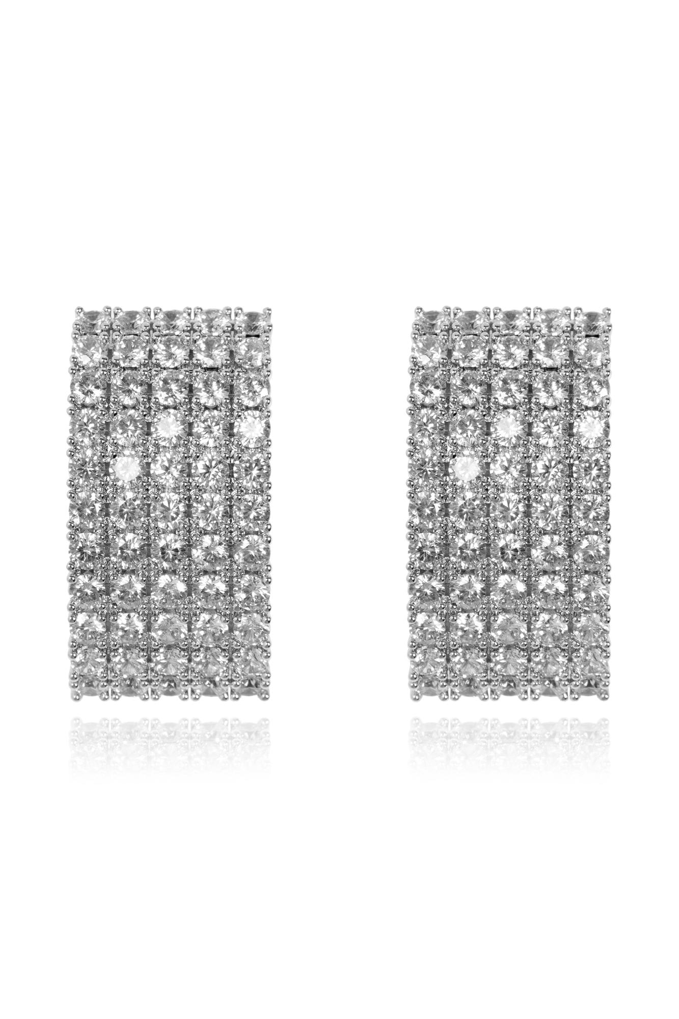 Self-portrait Self Portrait Earrings With Shimmering Crystals In Silver