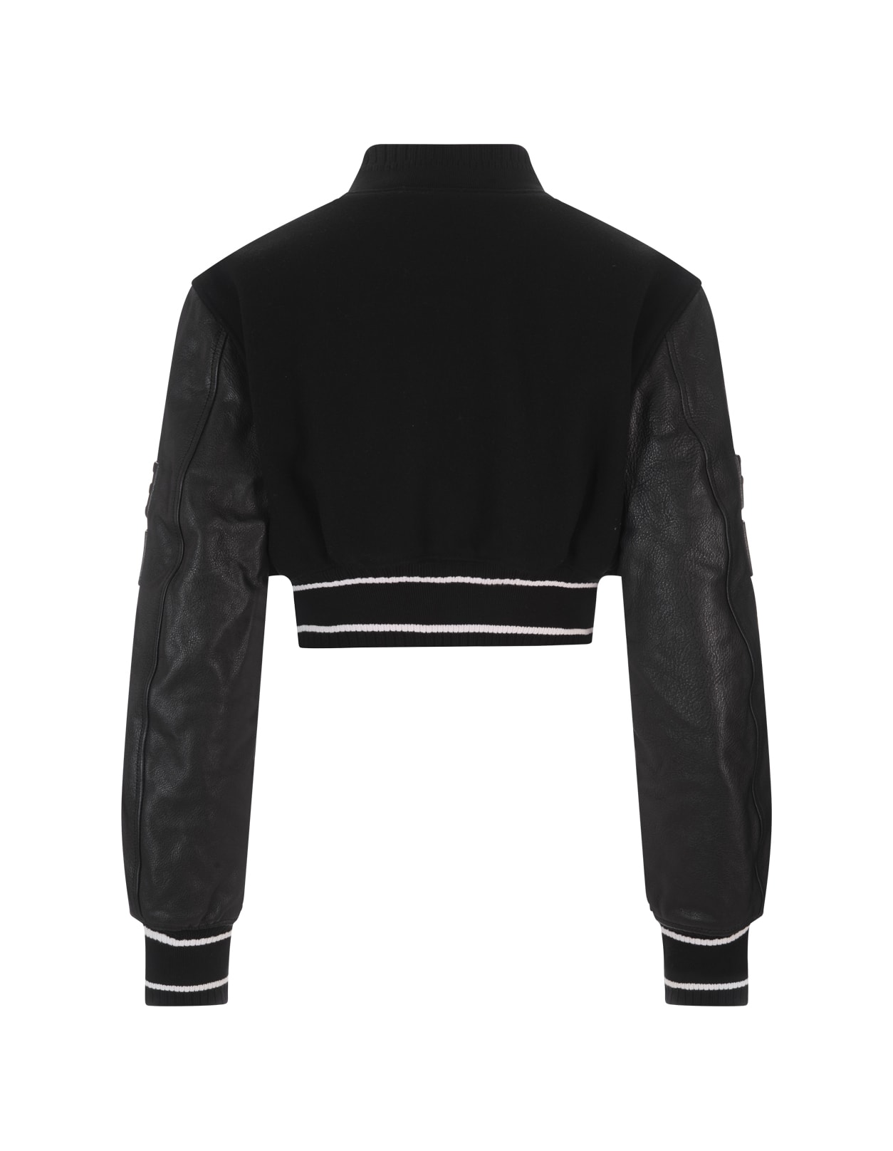 Shop Givenchy Black  4g Short Bomber In Wool And Leather