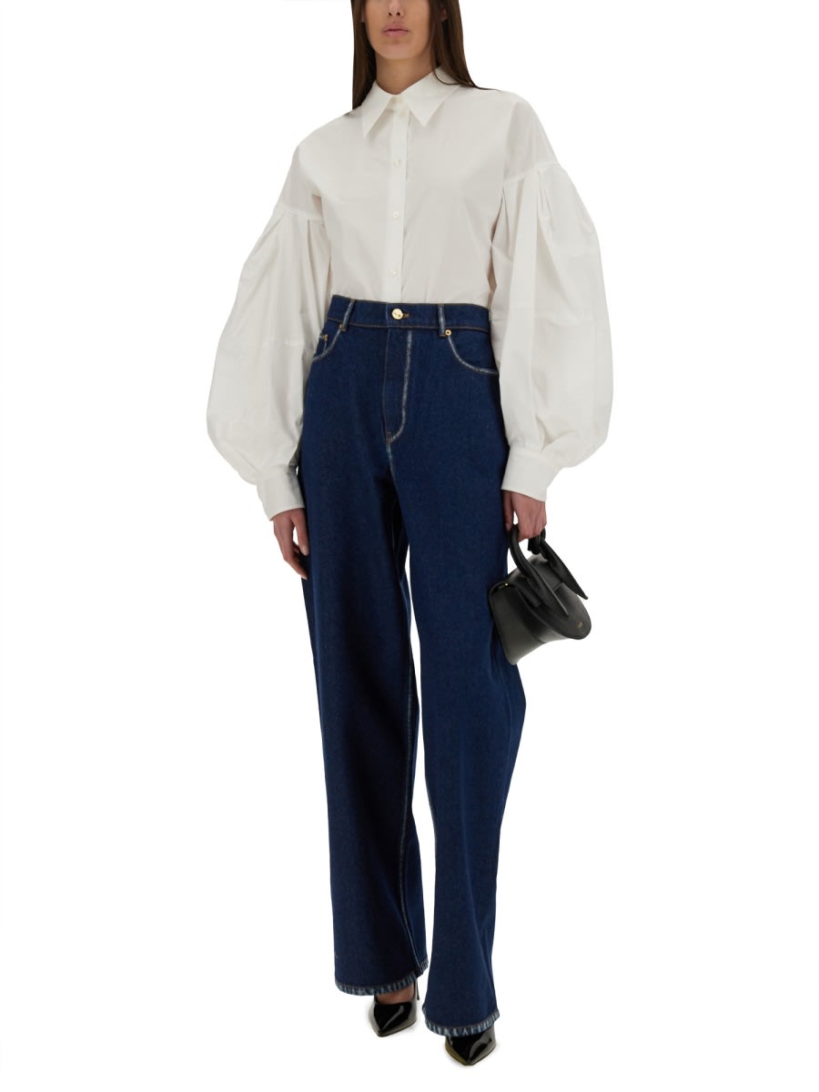 Nina Ricci Collared Shirt Puff Sleeves In White