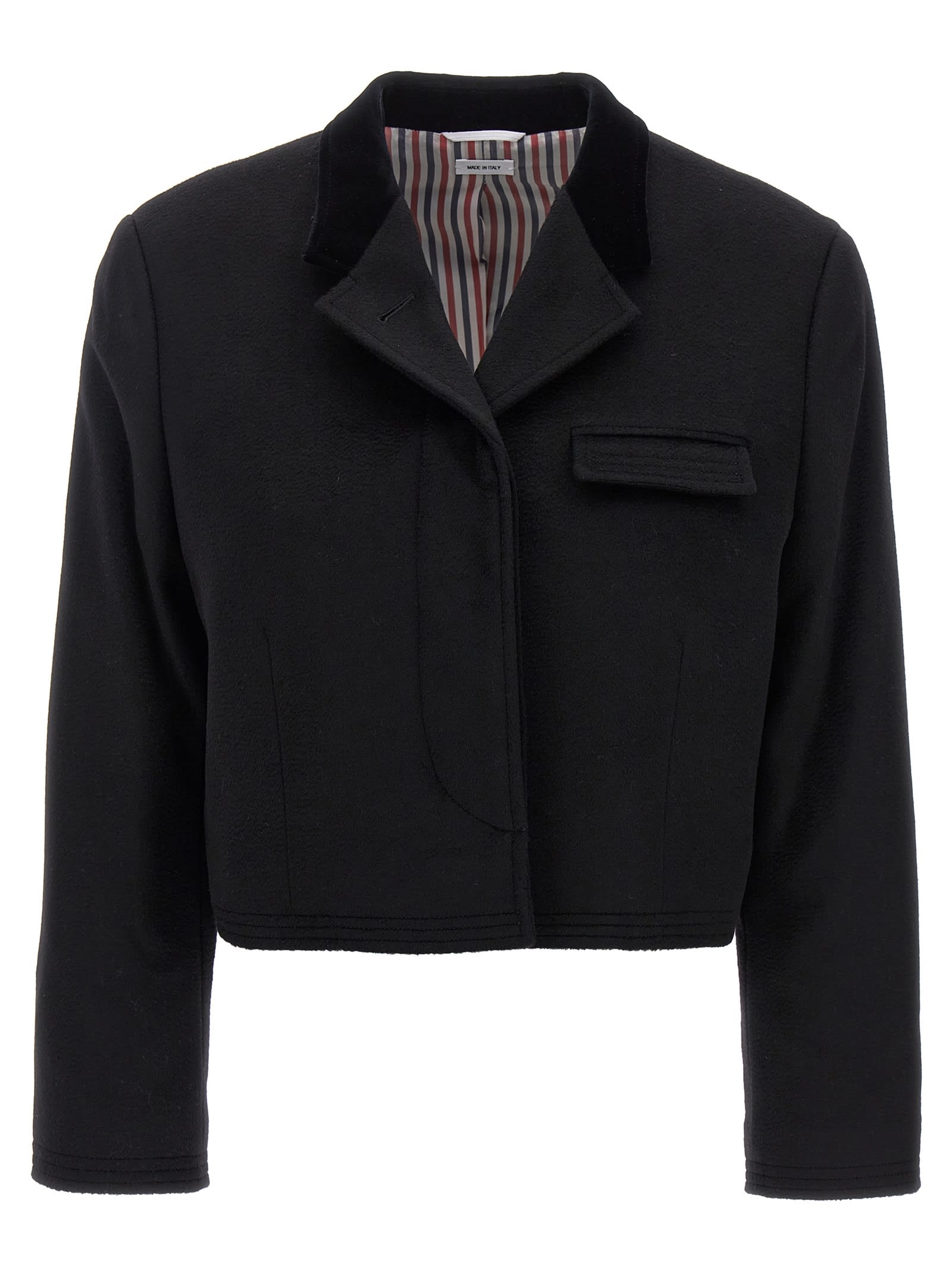 THOM BROWNE CHESTERFIELD CROPPED COAT