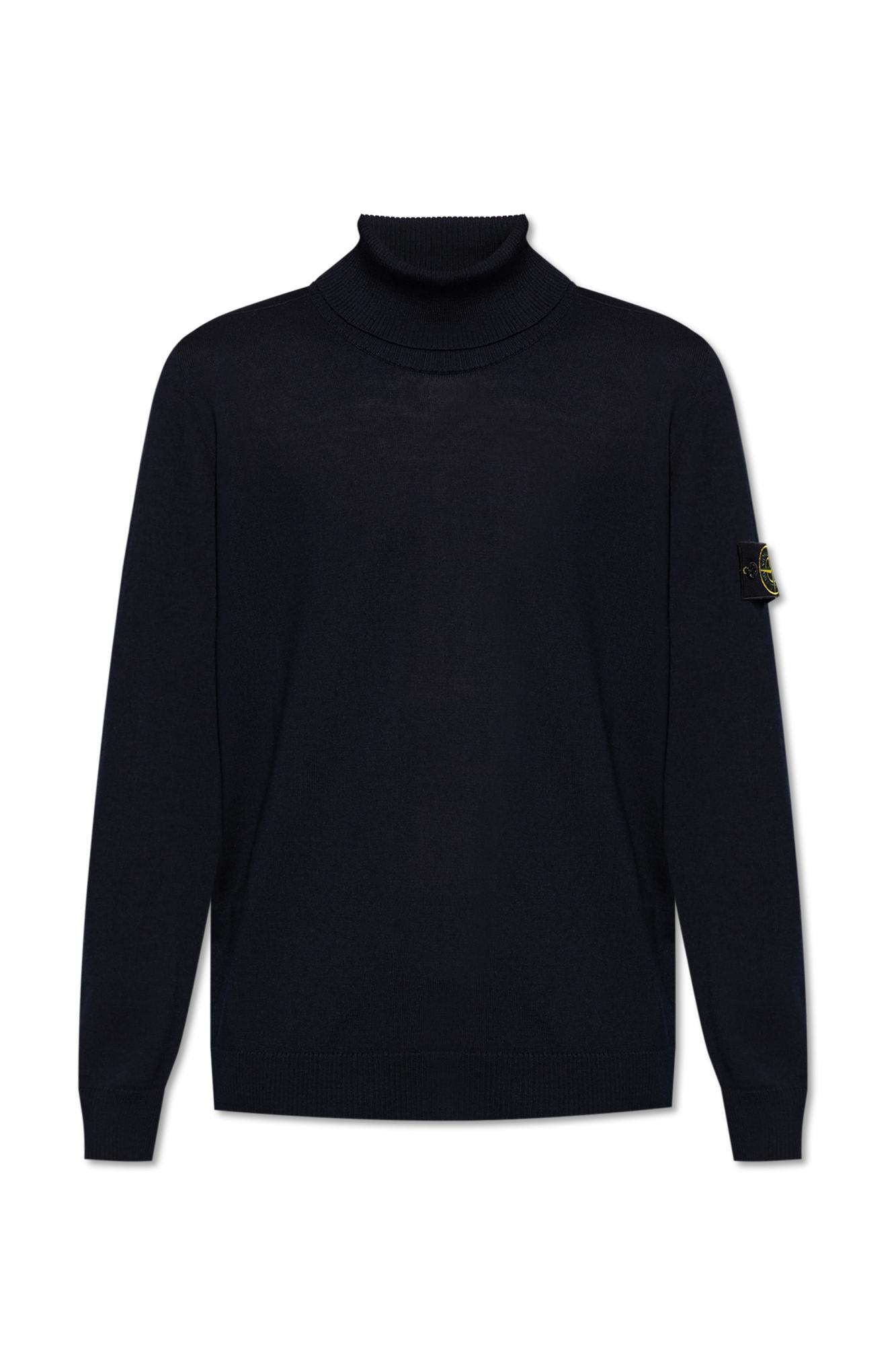 Stone Island Turtleneck Jumper With Finely Ribbed Trims In Black