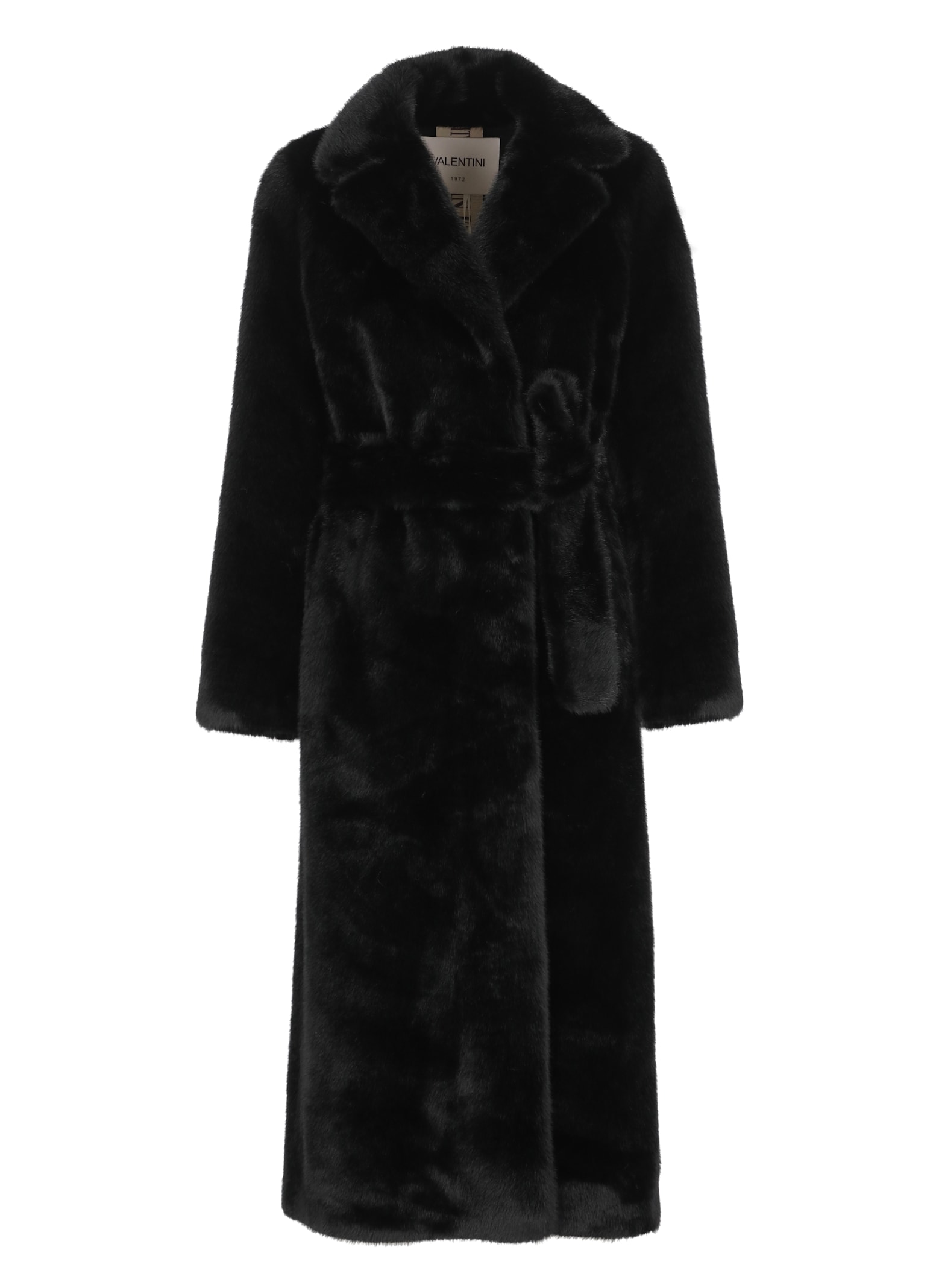 Valentini 1972 Synthetic Fur Coat In Black