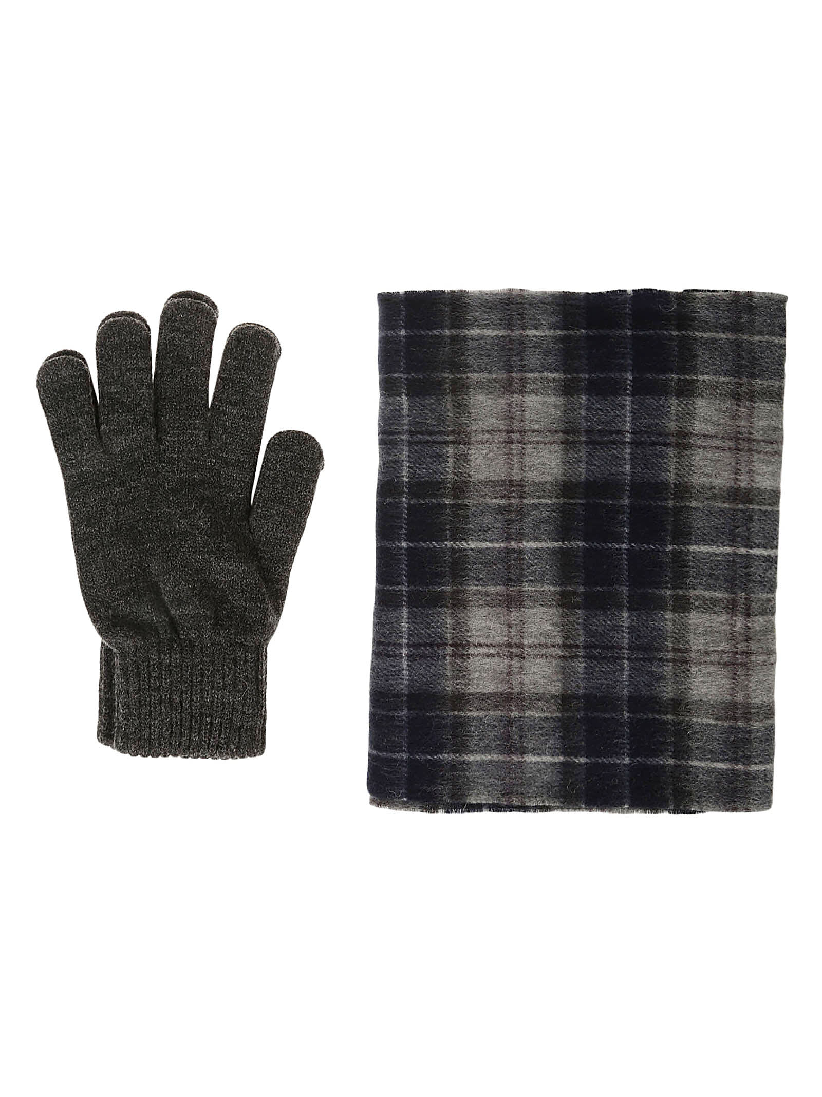 Shop Barbour Tartan Scarf Glove Gift Set In Black Slate Tartan