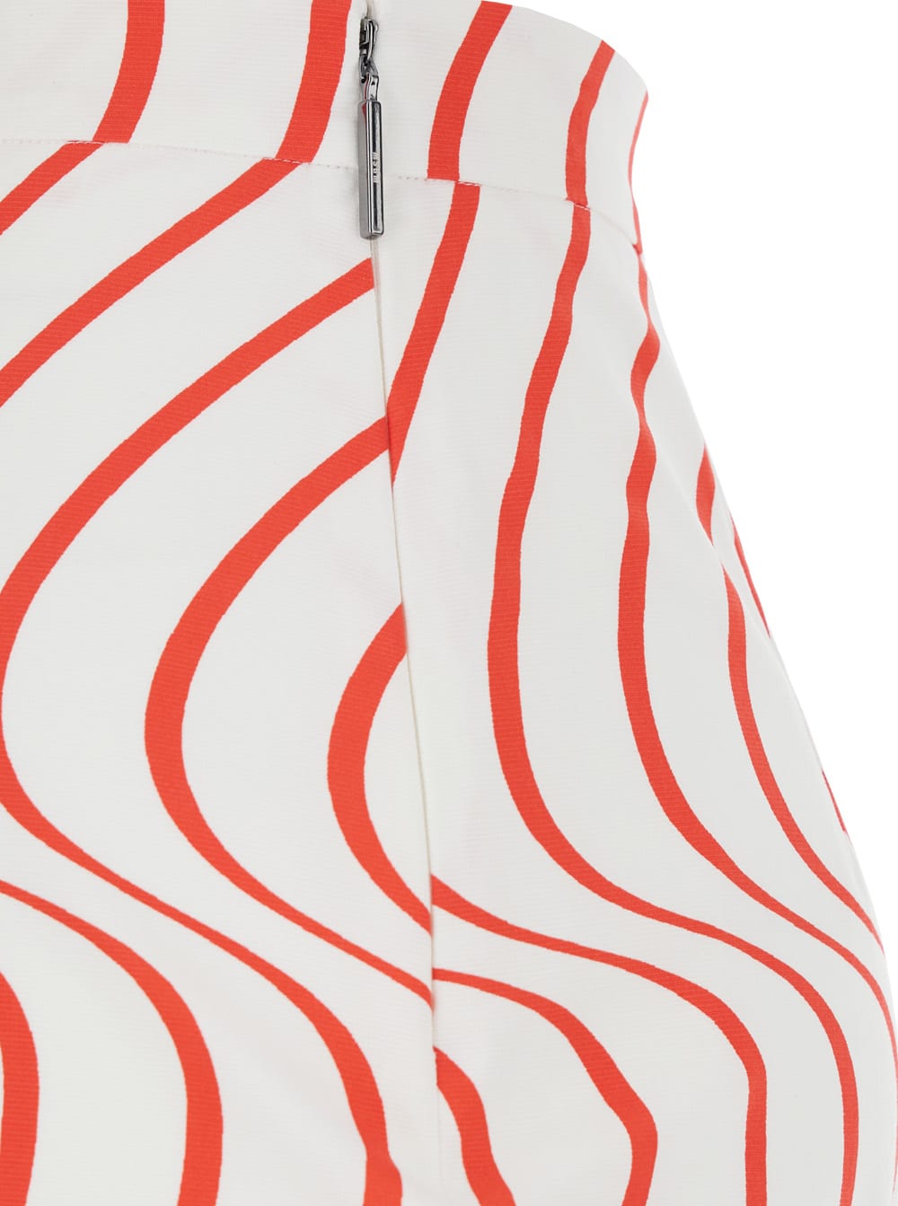 Shop Msgm Red Skirt With Pencil Design And All-over Printed Motif In Fabric Woman