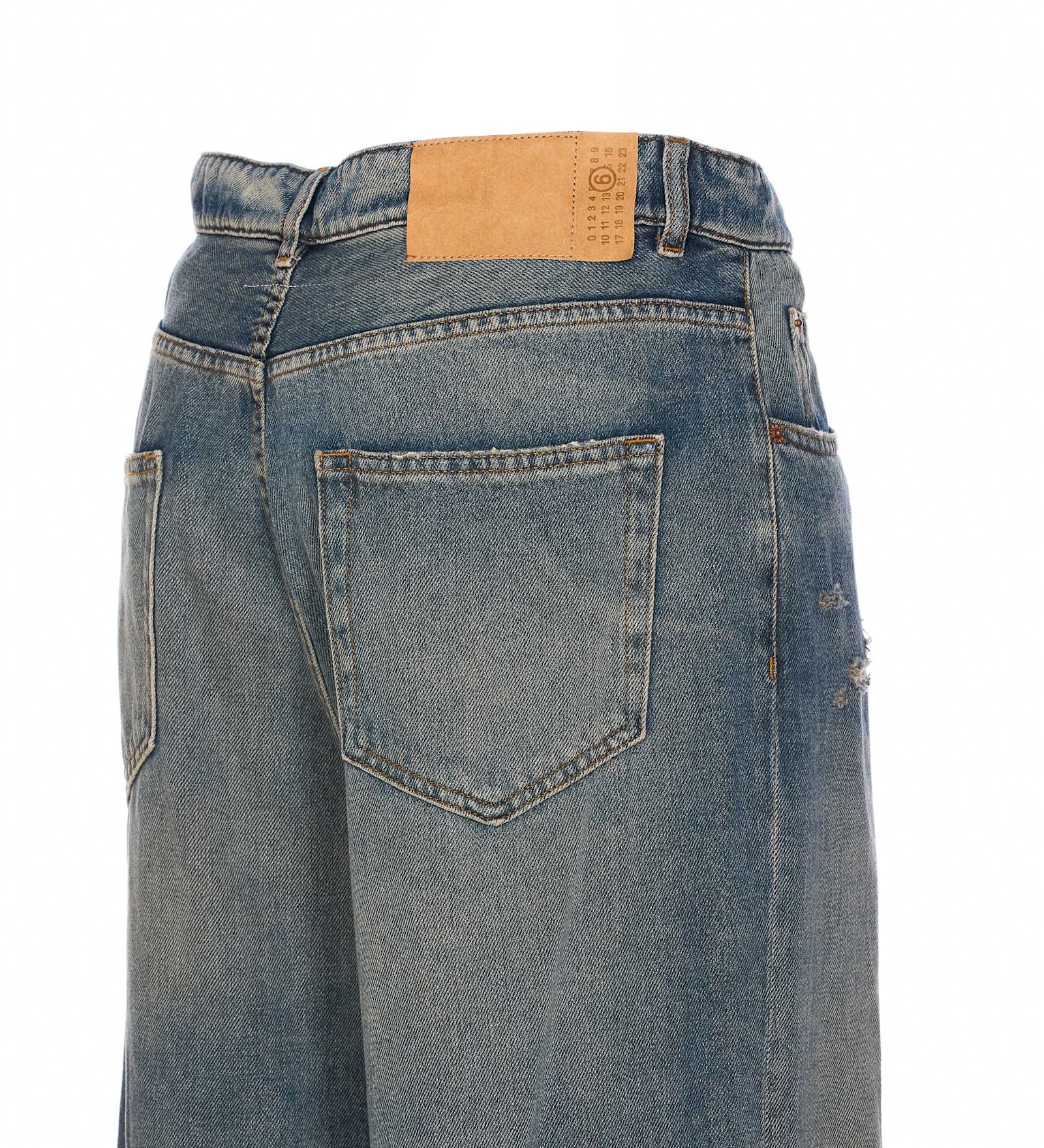 Mm6 Maison Margiela Vintage Finish Stonewashed Jeans In Grey Blue