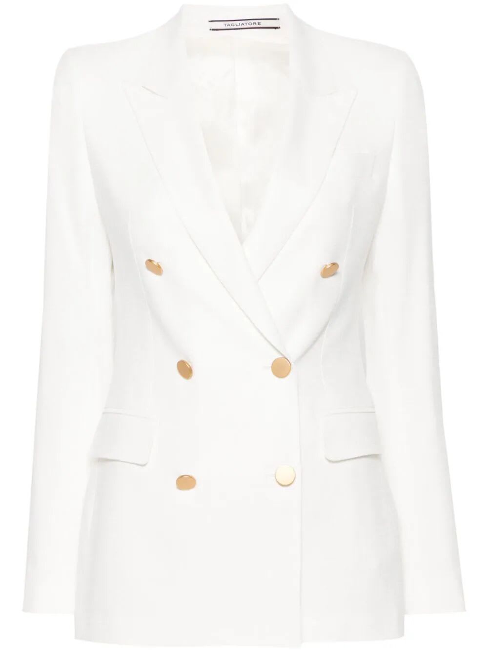 Shop Tagliatore Parigi10 Double Breasted Jacket In White