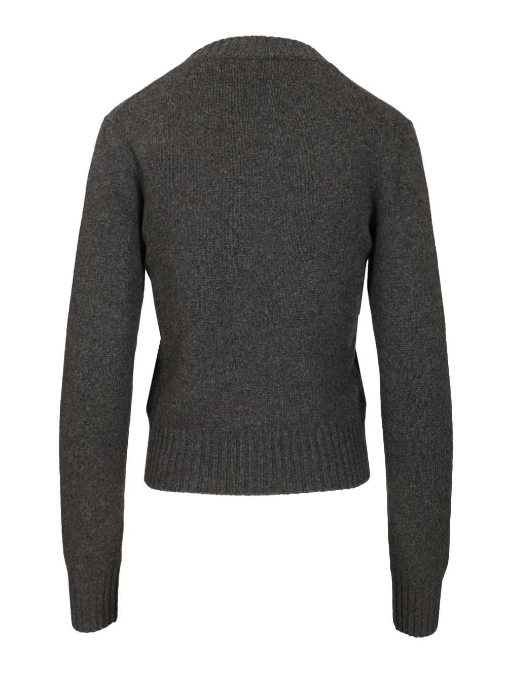 Ami Alexandre Mattiussi Black Cashmere Ami De Coeur Crewneck Sweater Grey In Gray