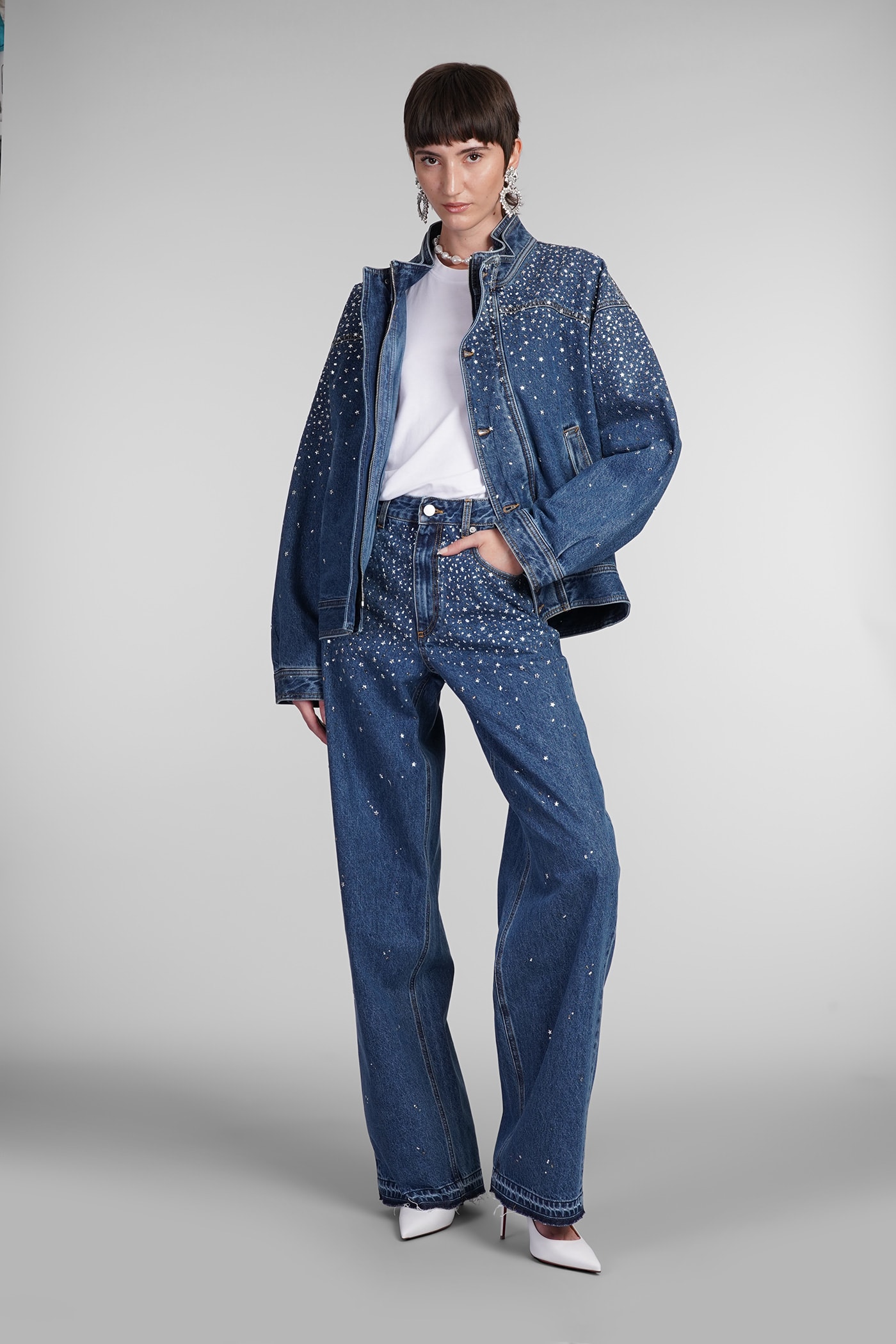 Shop Alessandra Rich Jeans In Blue Cotton