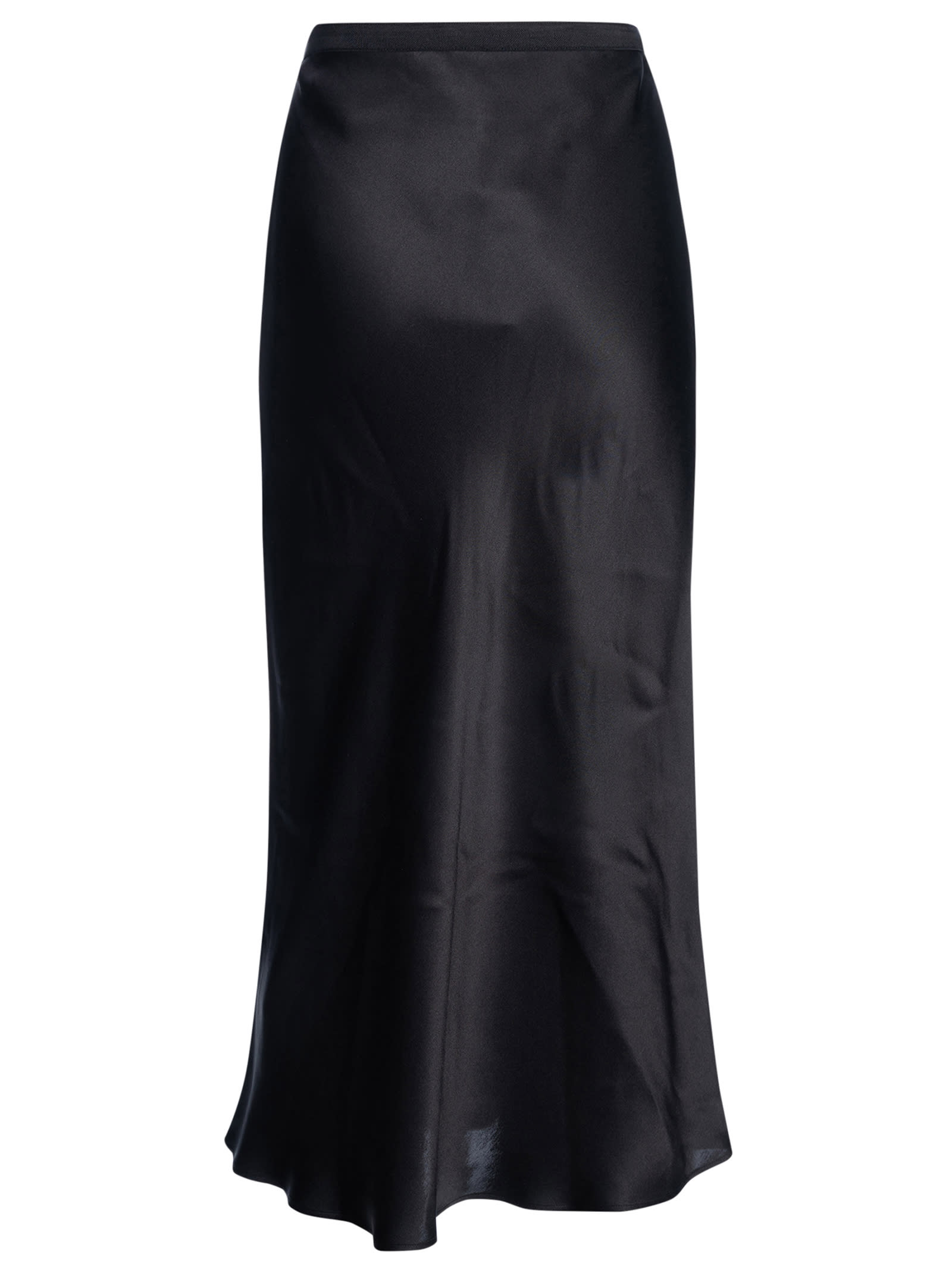 Anine Bing Silk High-waisted Midi Skirt In Black