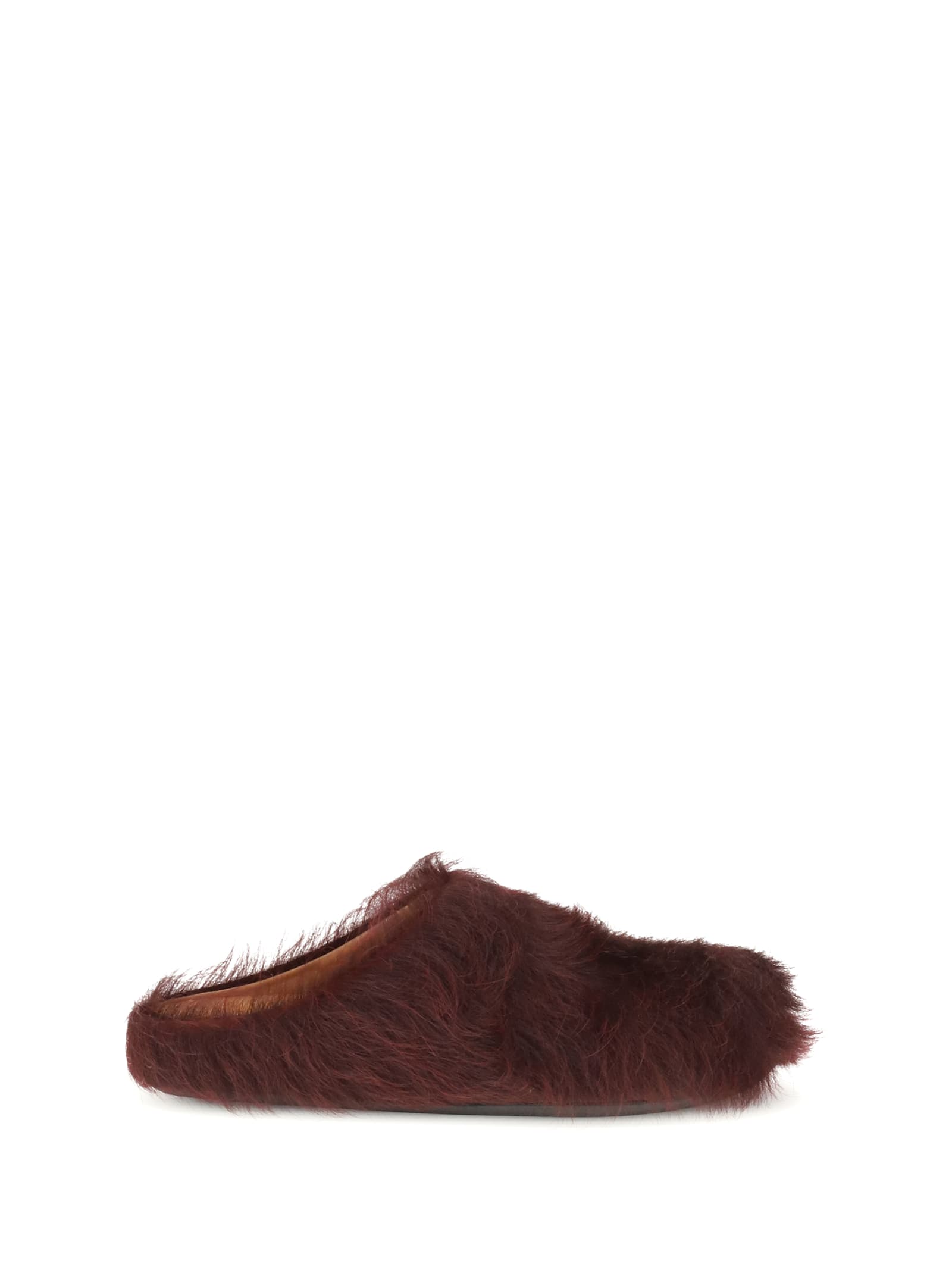 Marni Women Long-haired Calfskin Fussbett Mules In Brown