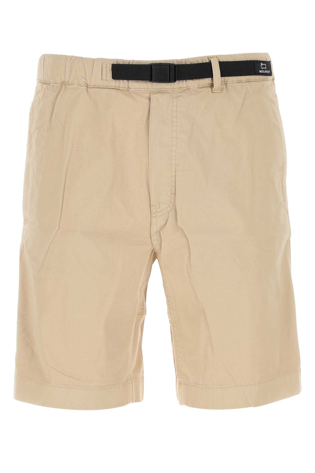 Beige Stretch Cotton Bermuda Shorts