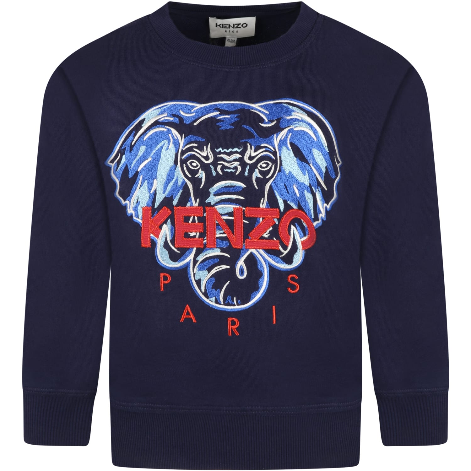 Kenzo Kids Blue Sweatshirt For Boy With Elephant