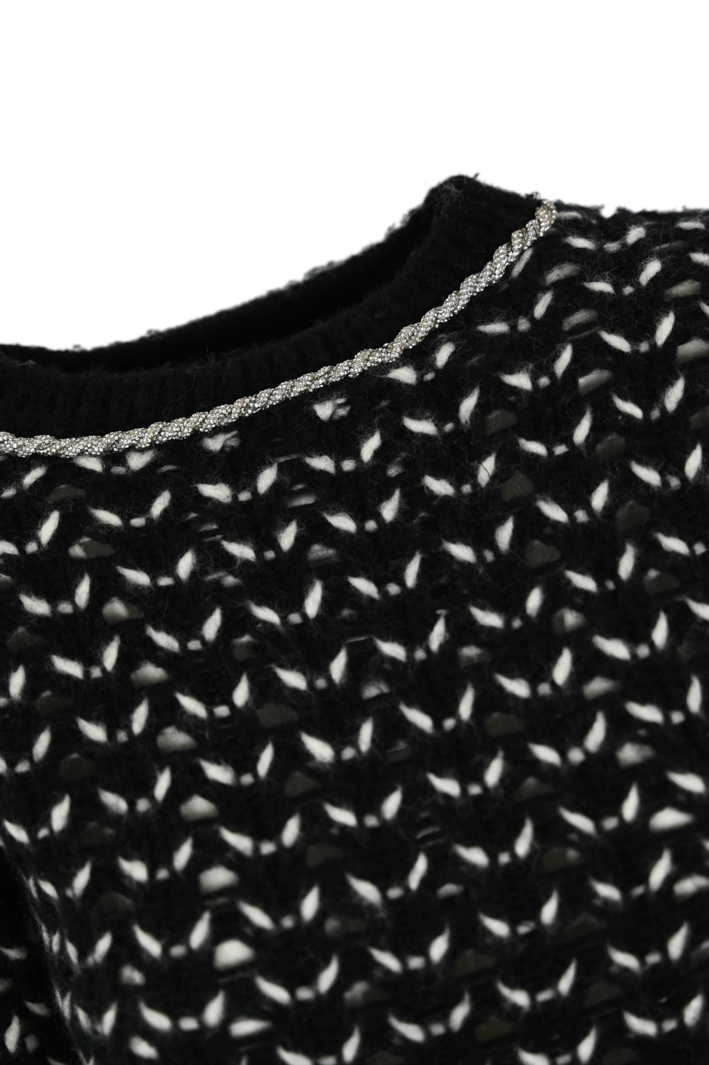 Shop Max Mara Guinea Wool Yarn Sweater In Black/white