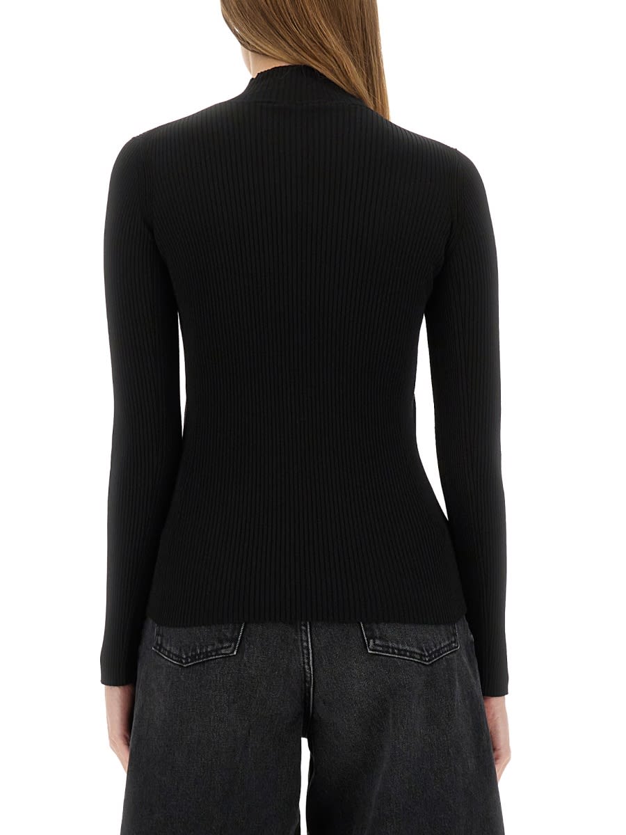 Kenzo Boke Flower High Neck Sweater With Contrasting Embroidery In Black
