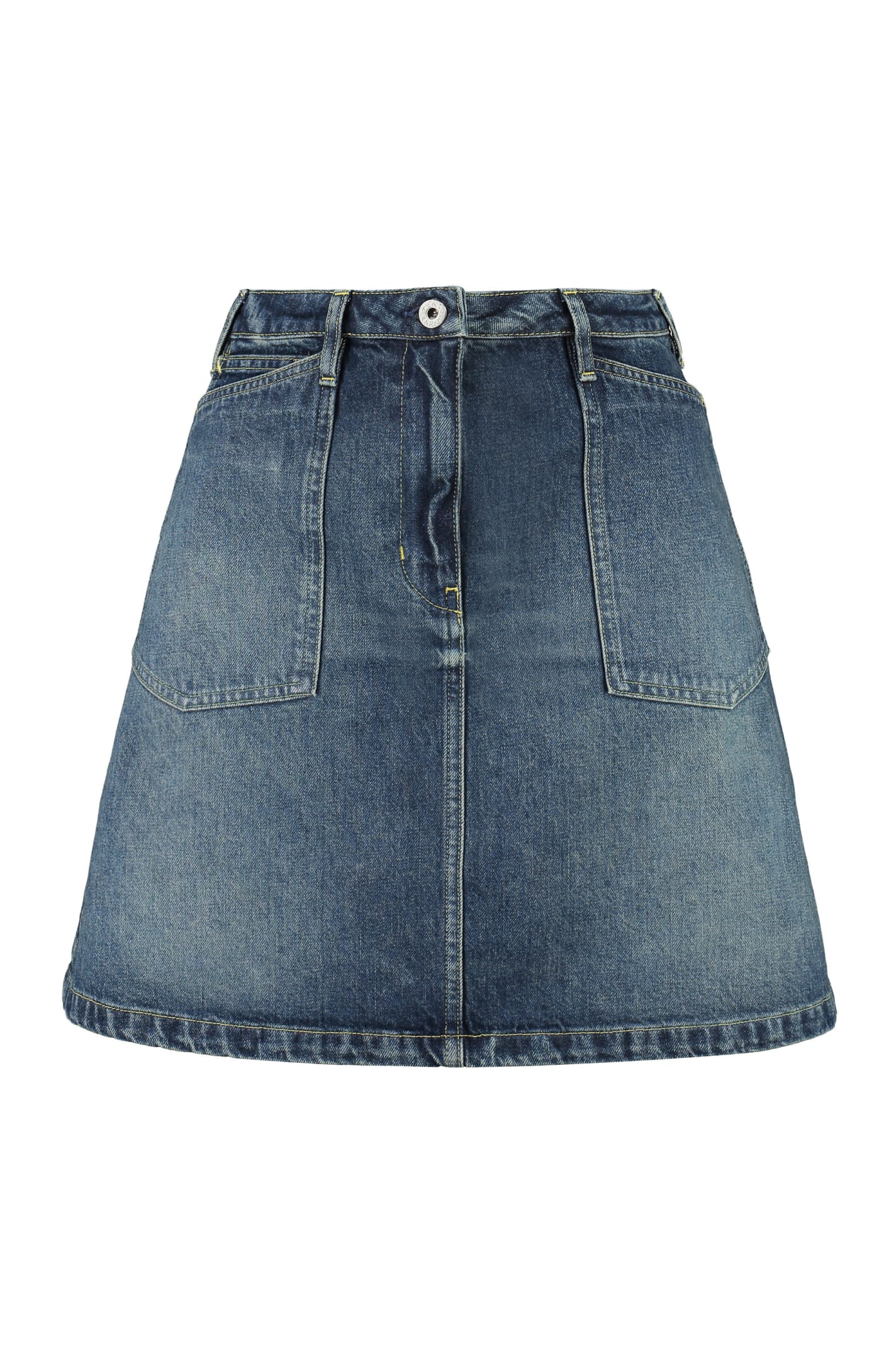 Kenzo Denim Mini Skirt In Blue