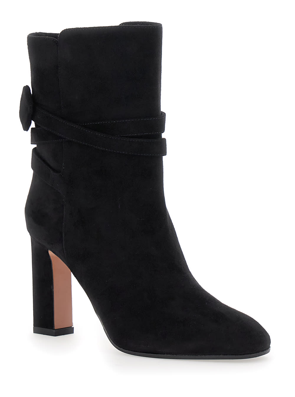 Shop Aquazzura Very Bow Black Ankle Boots With Bow Detail In Suede Woman