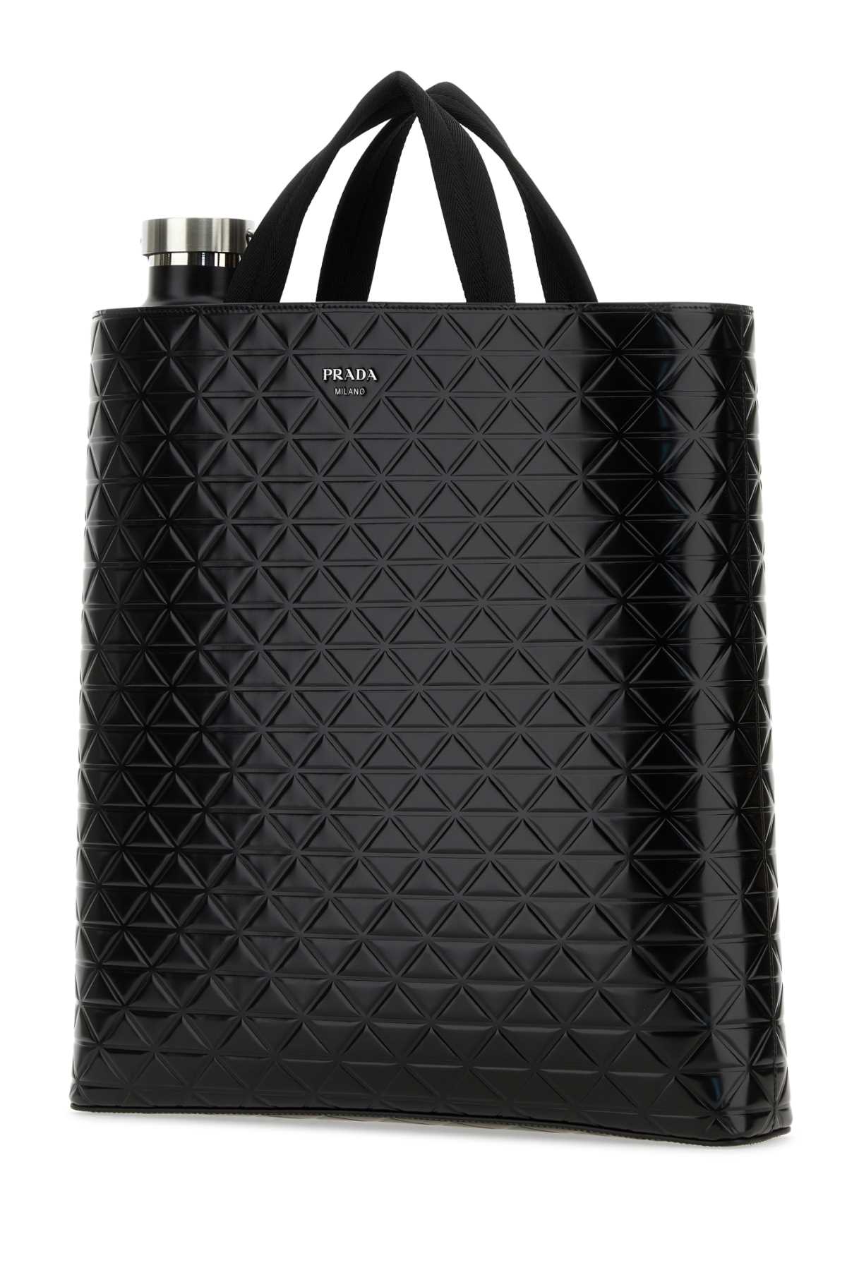 Shop Prada Black Leather Shopping Bag In Nero