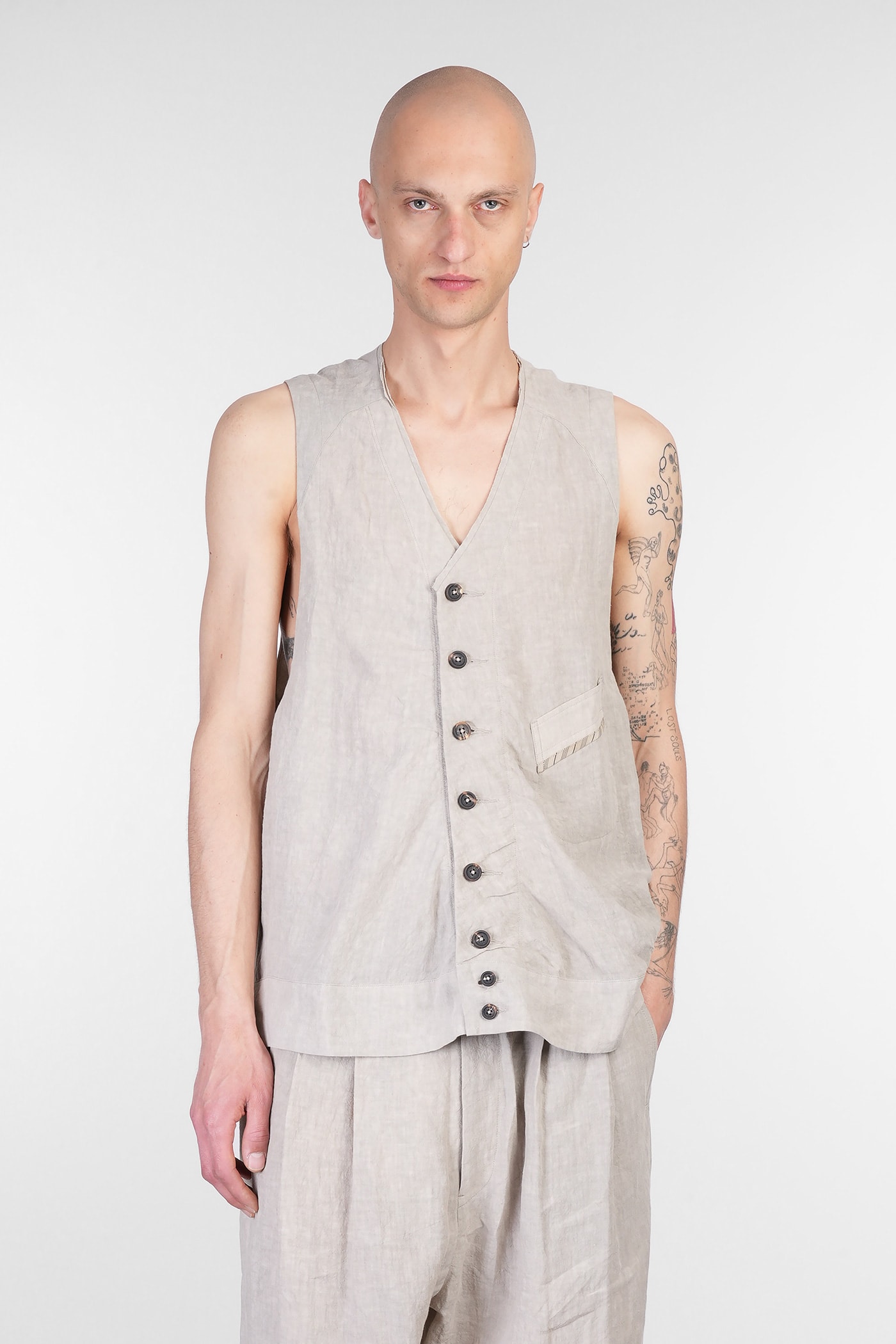 Vest In Beige Linen