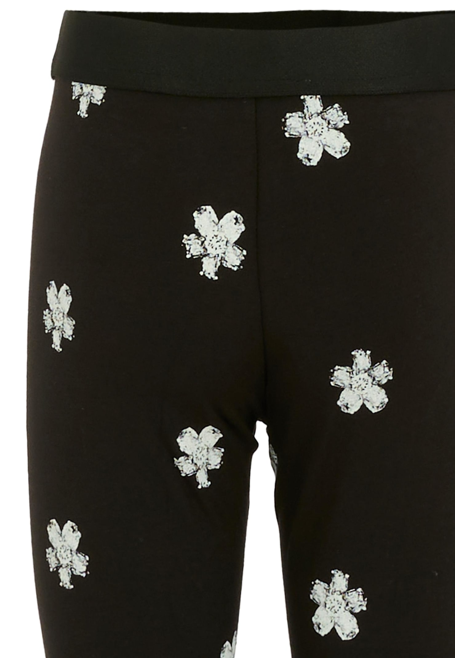 Marc Jacobs Black Leggings For Girl With Flowers In Black