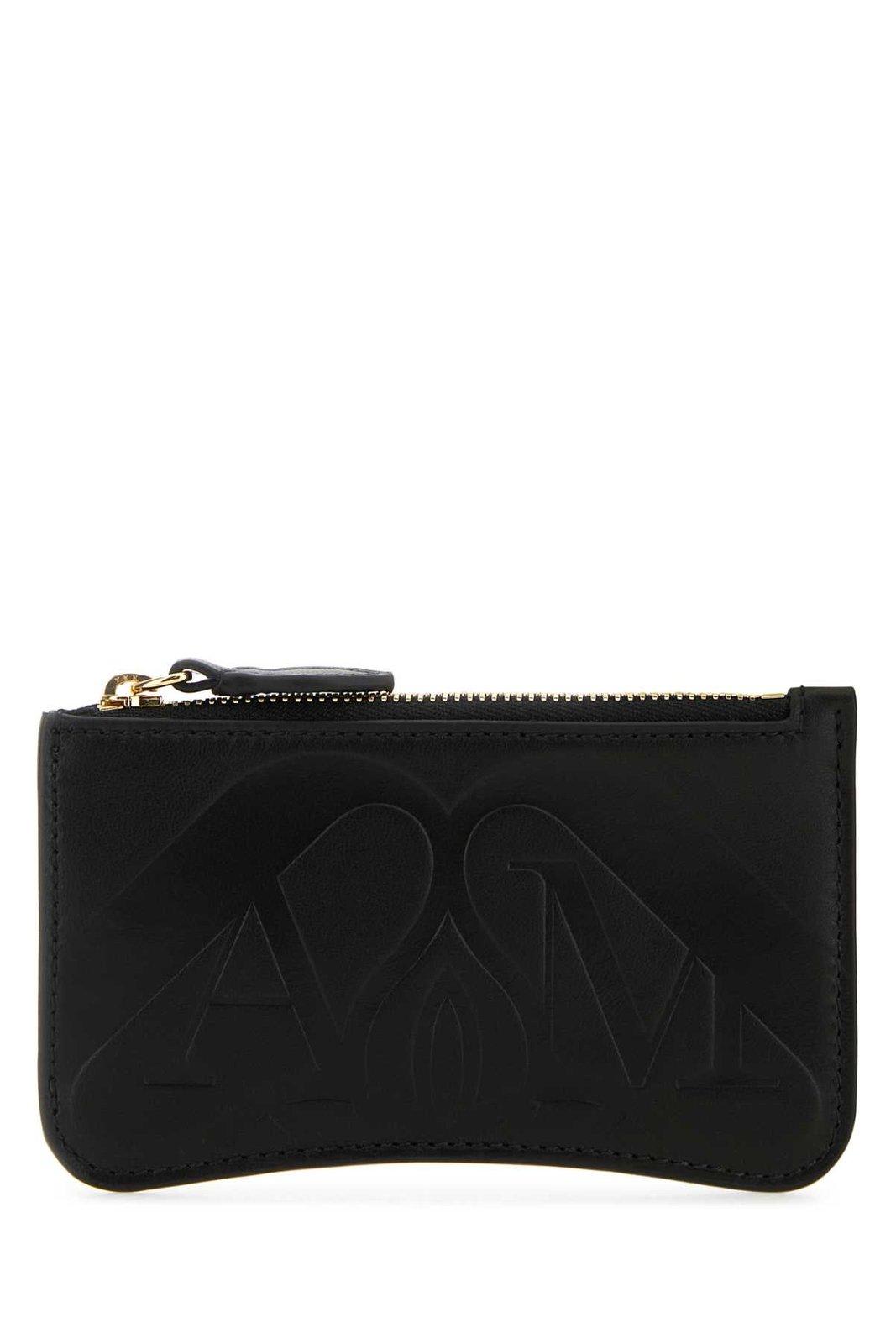 Shop Alexander Mcqueen Logo Embossed Zipped Wallet In Nero