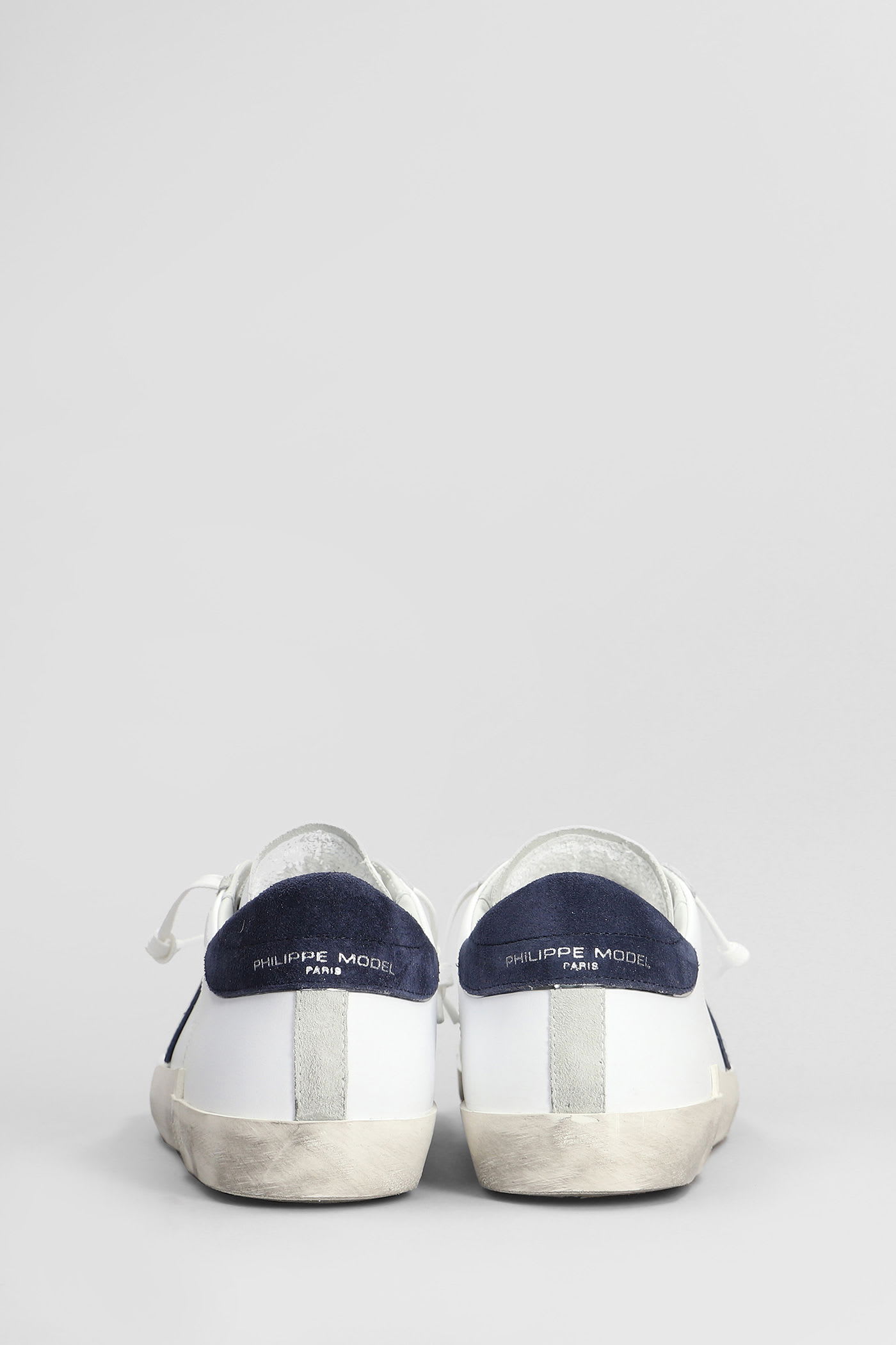 Philippe Model Prsx Low Sneakers In White Suede And Leather In White