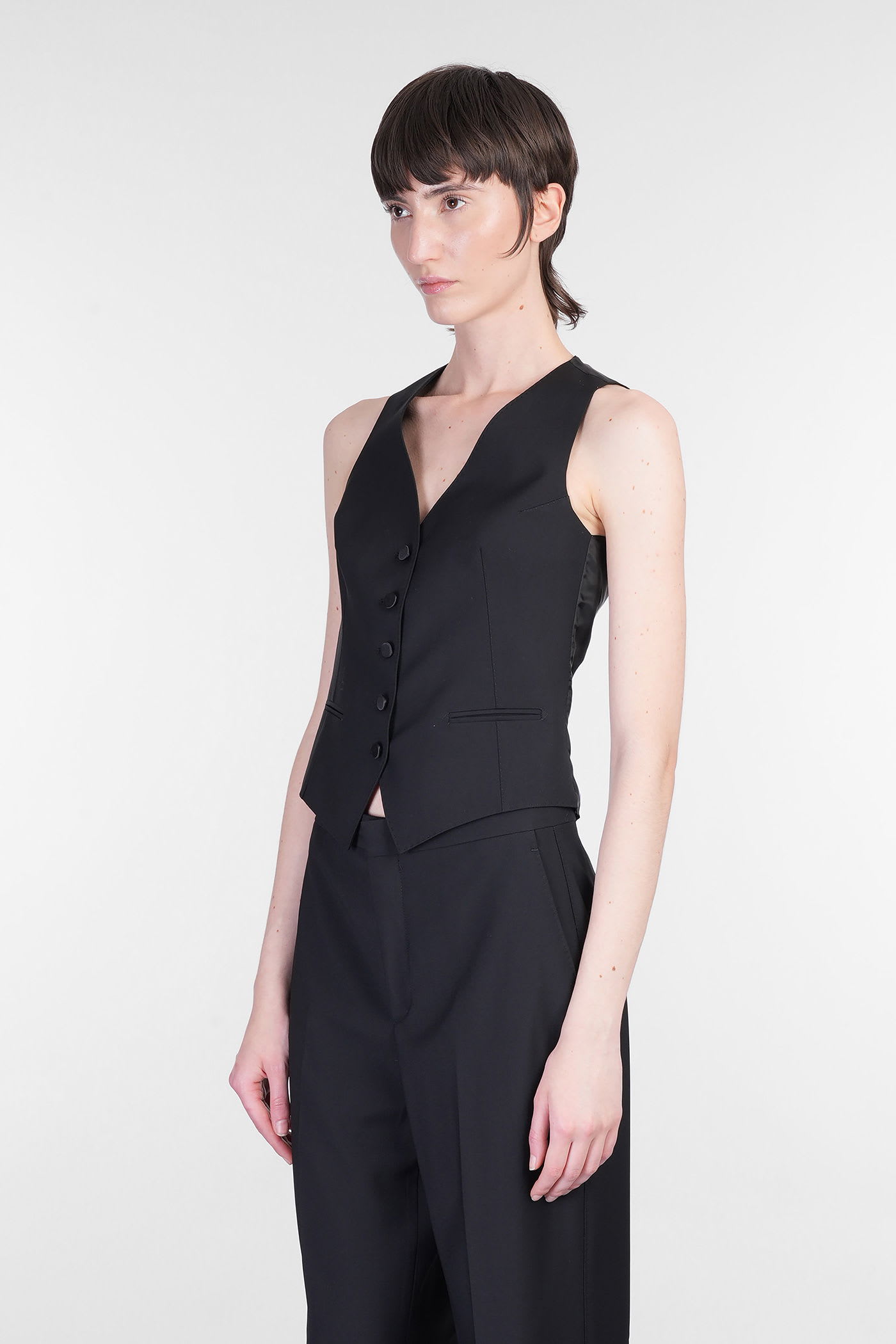 TAGLIATORE GISELLE VEST IN BLACK WOOL
