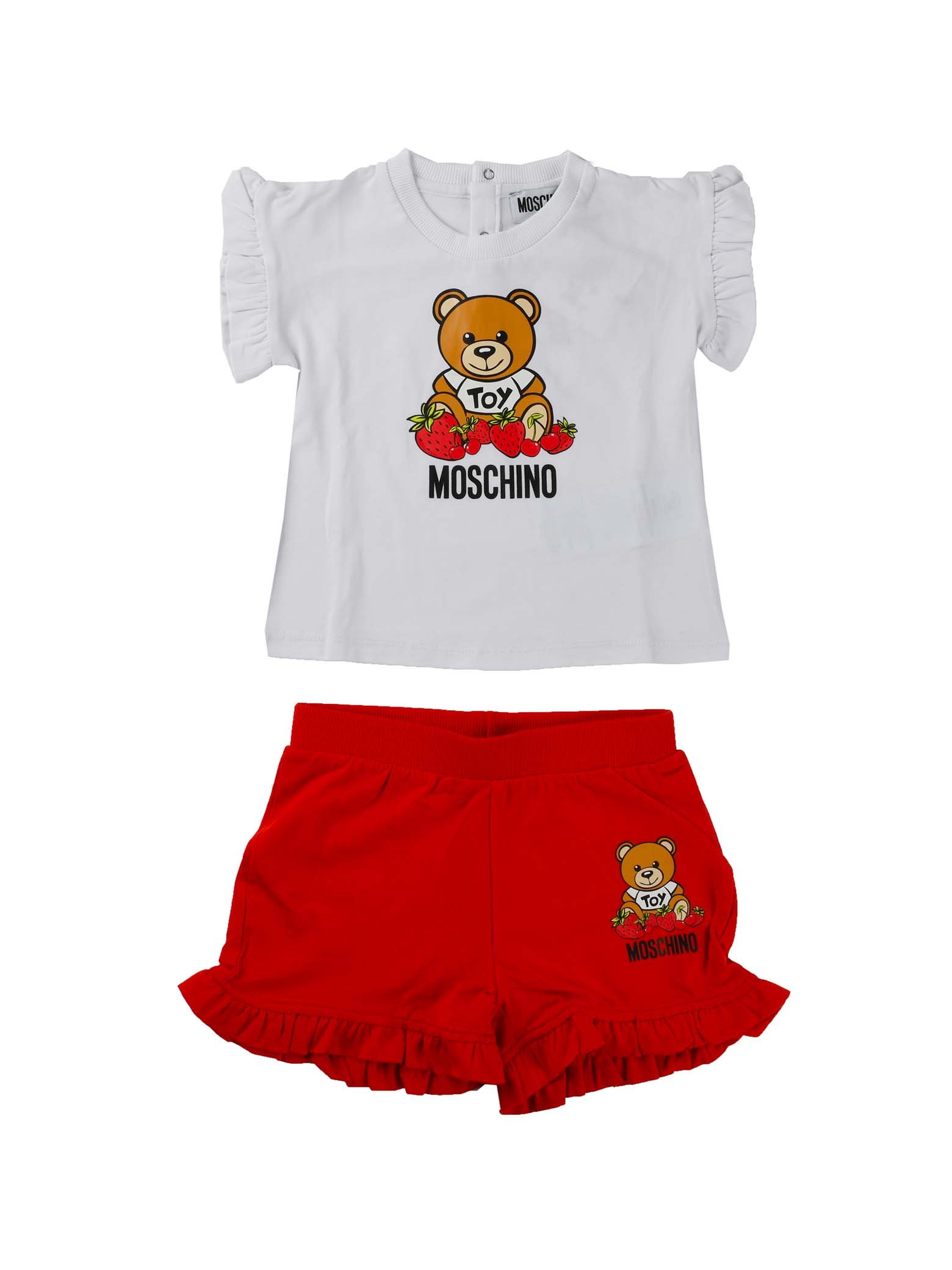 Moschino Babies' White Jersey Set With Bear Print