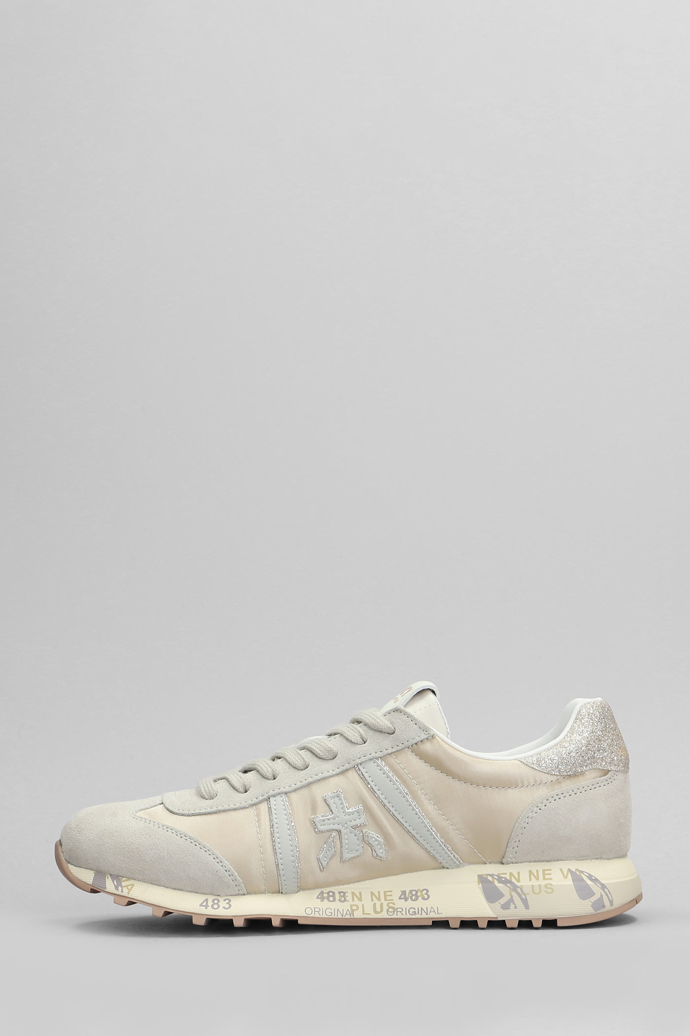 Shop Premiata Lucy Sneakers In Beige Suede And Fabric