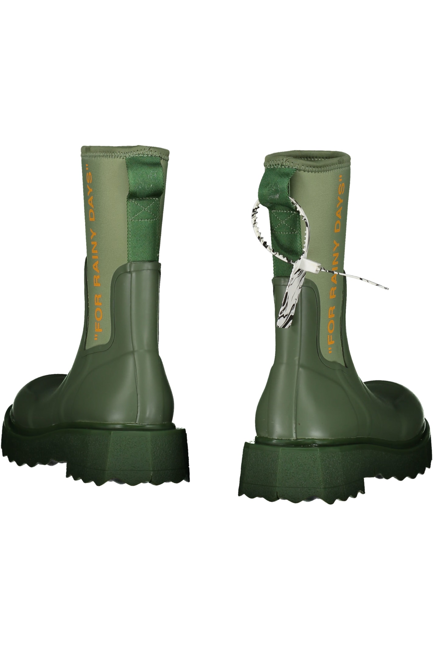 Shop Off-white Rubber And Neoprene Rain Boots In Green