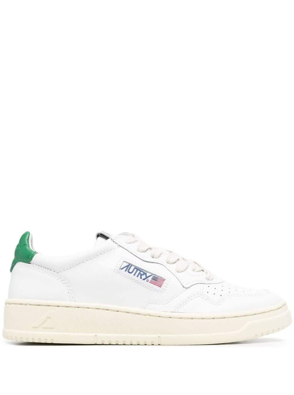 autry medalist white low top sneakers with contrasting heel tab in leather woman