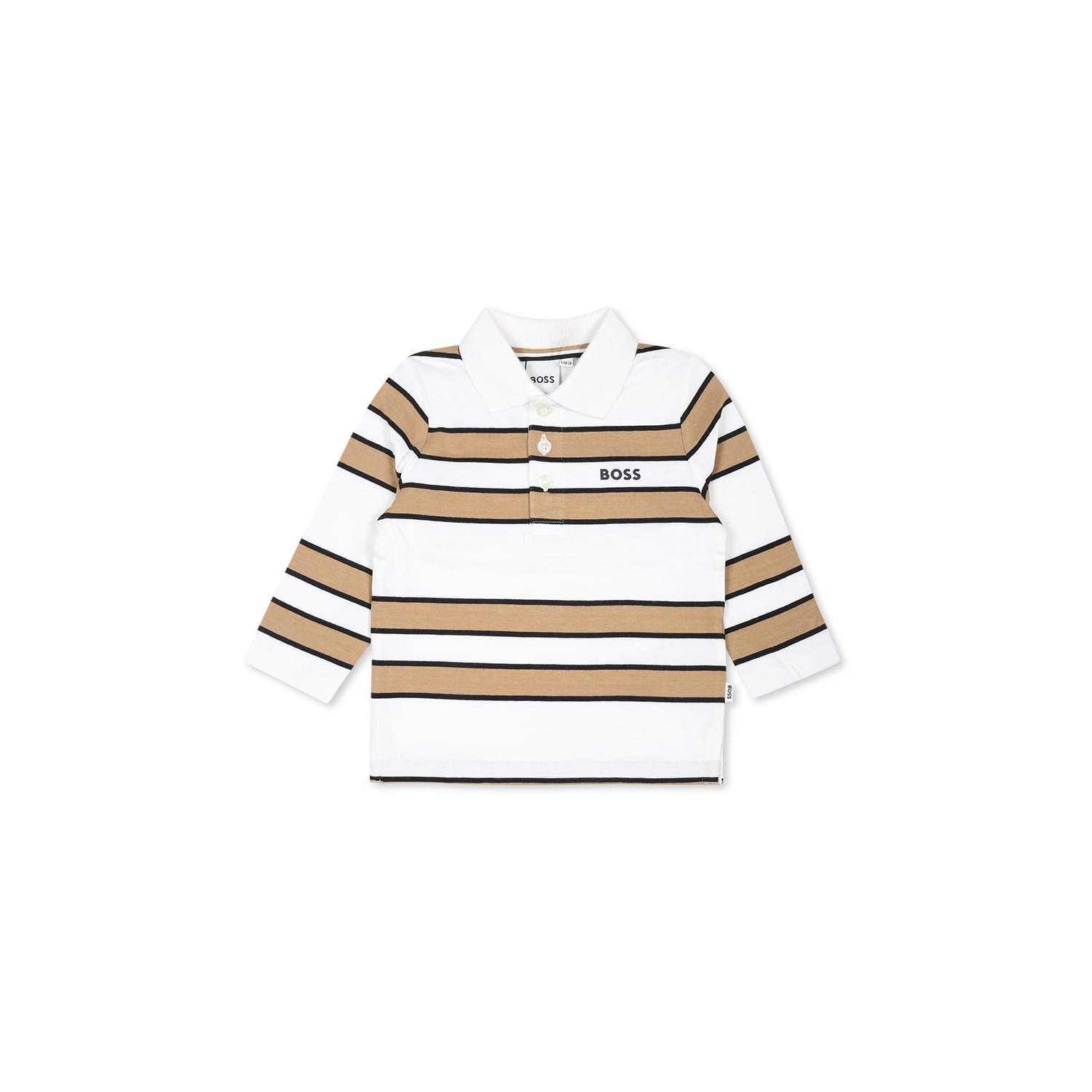 Hugo Boss White Polo Shirt For Baby Boy With Logo In White