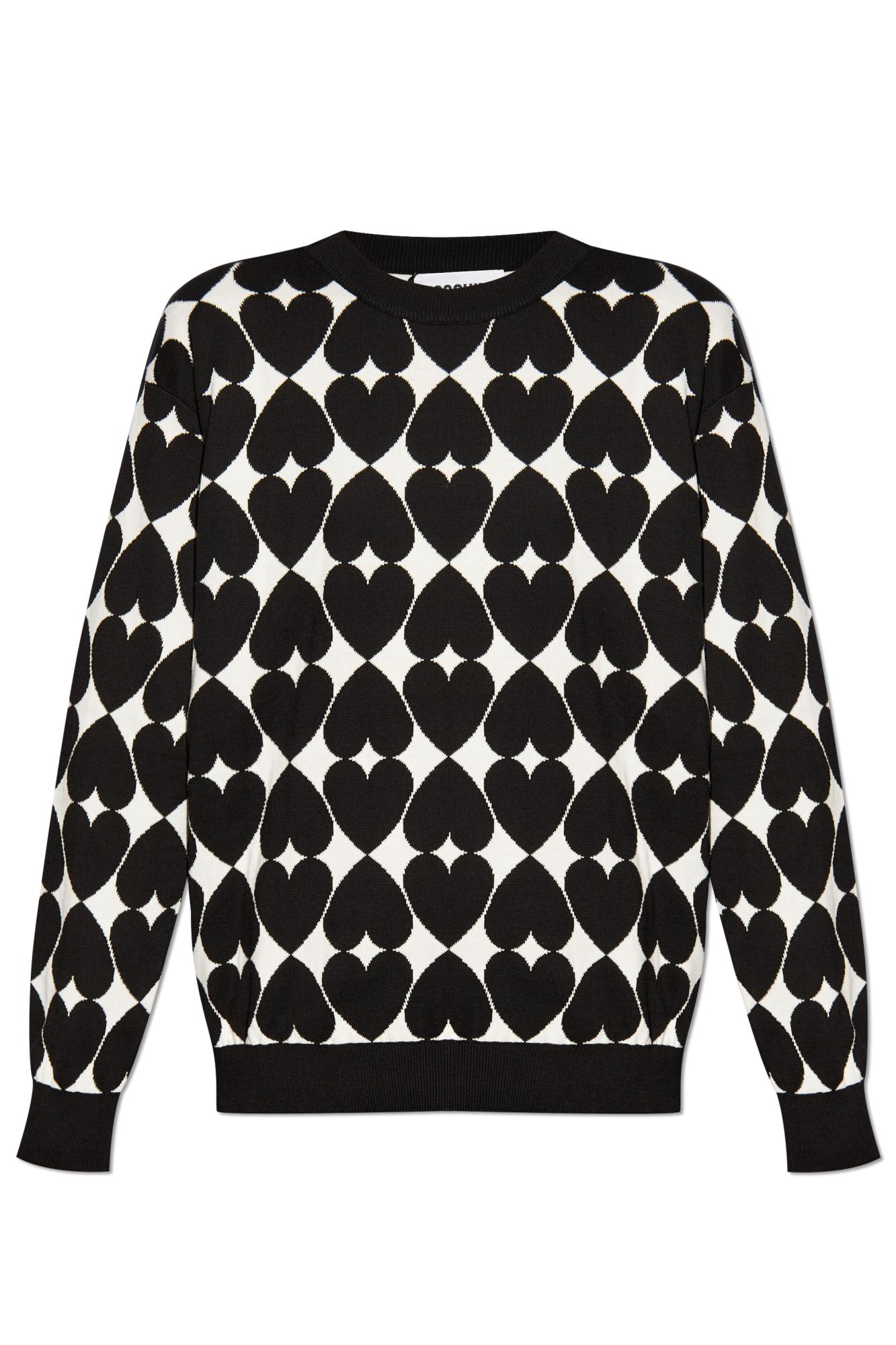 Shop Moschino Sweater With Embroidered Pattern In Fantasia Nero