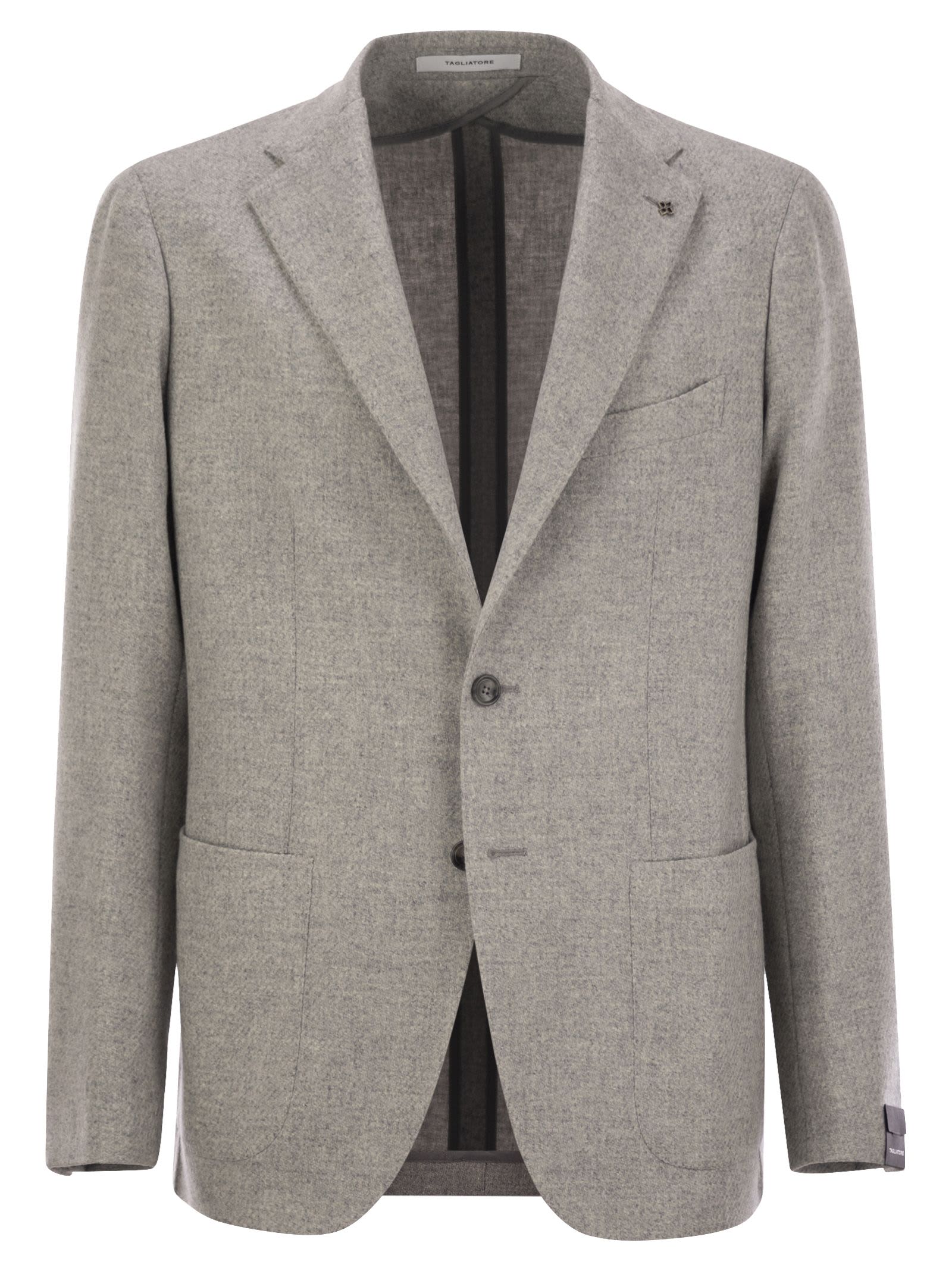 Shop Tagliatore Virgin Wool Blend Jacket In Pearl