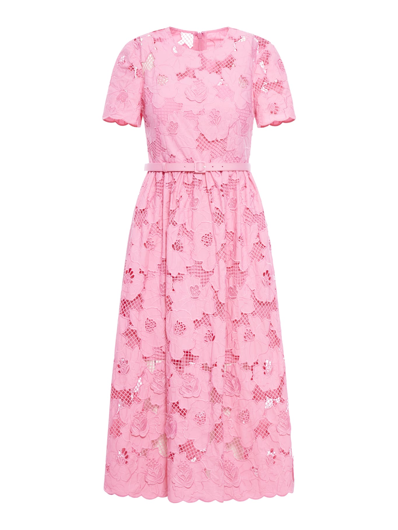 Shop Self-portrait Lace Midi Dress In Pink