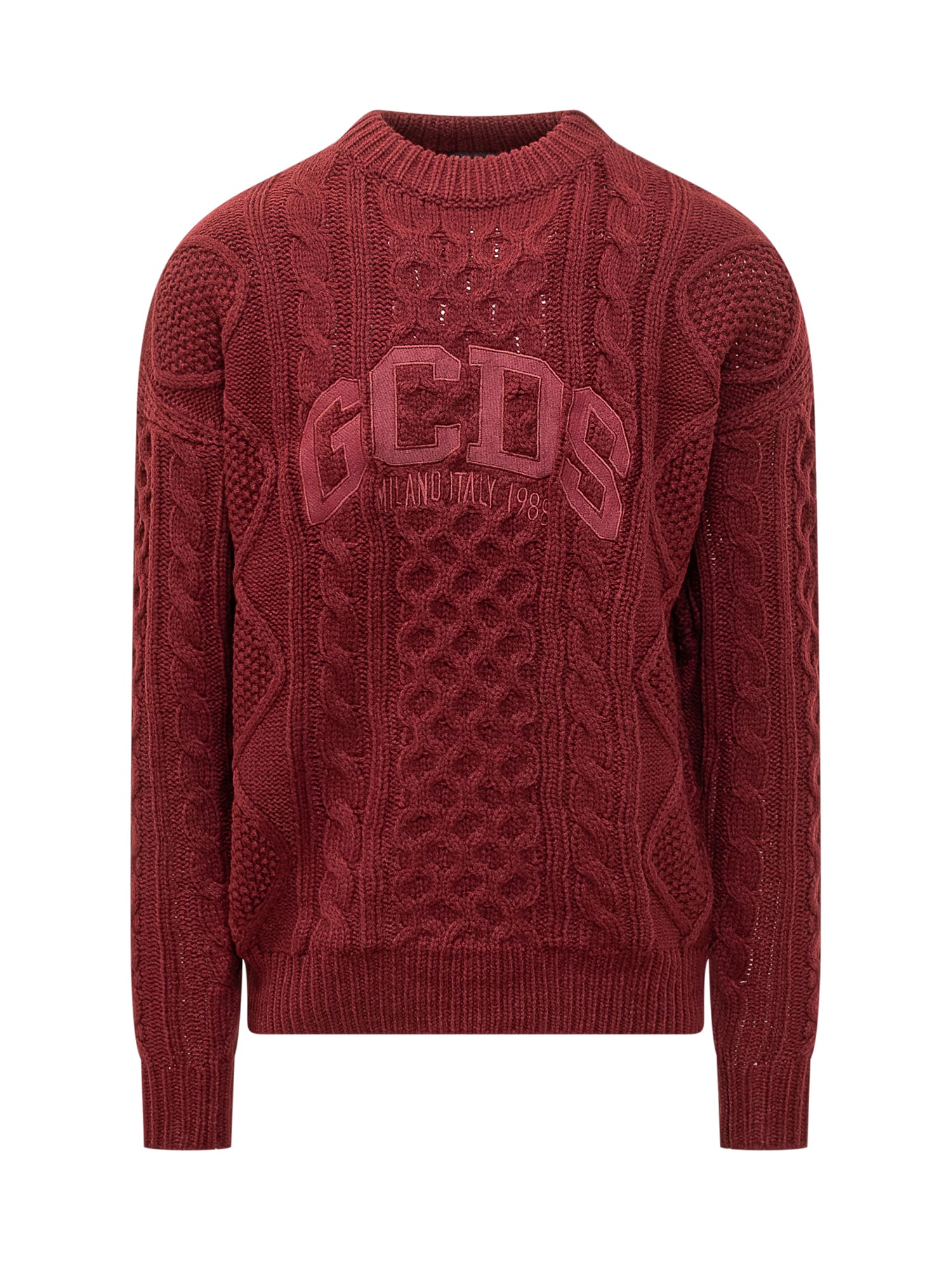 Shop Gcds Sweater With Logo In Bordeaux