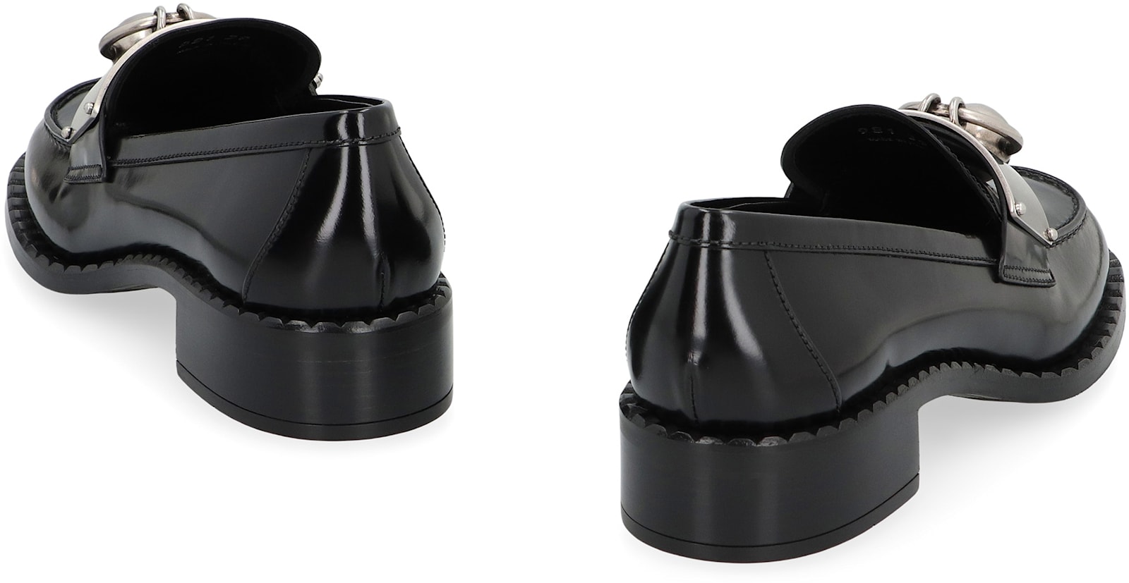 Shop Prada Brushed Leather Loafers In Black
